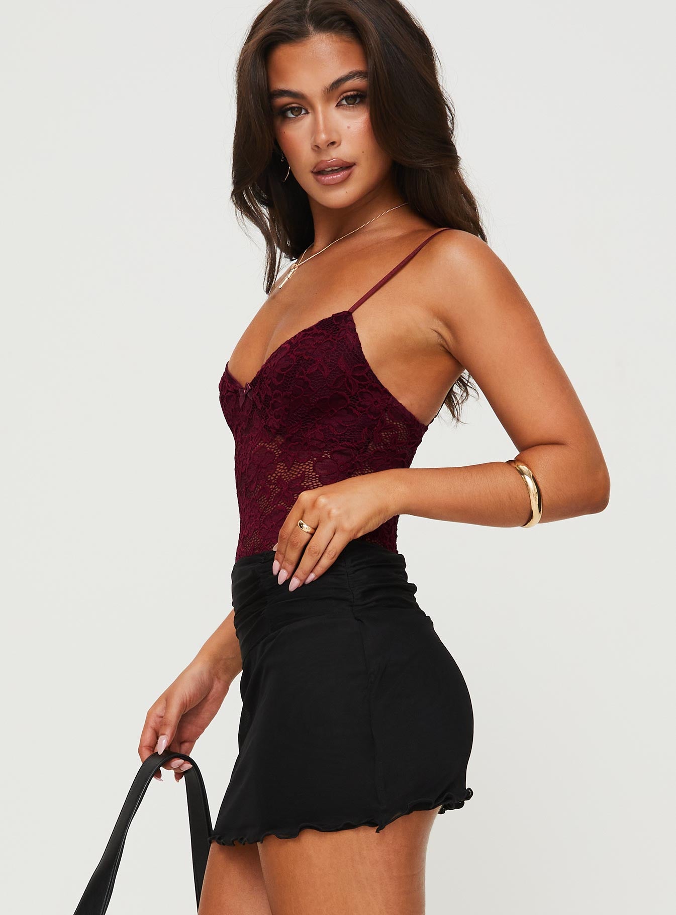 Pennard Lace Bodysuit Wine - Image 4