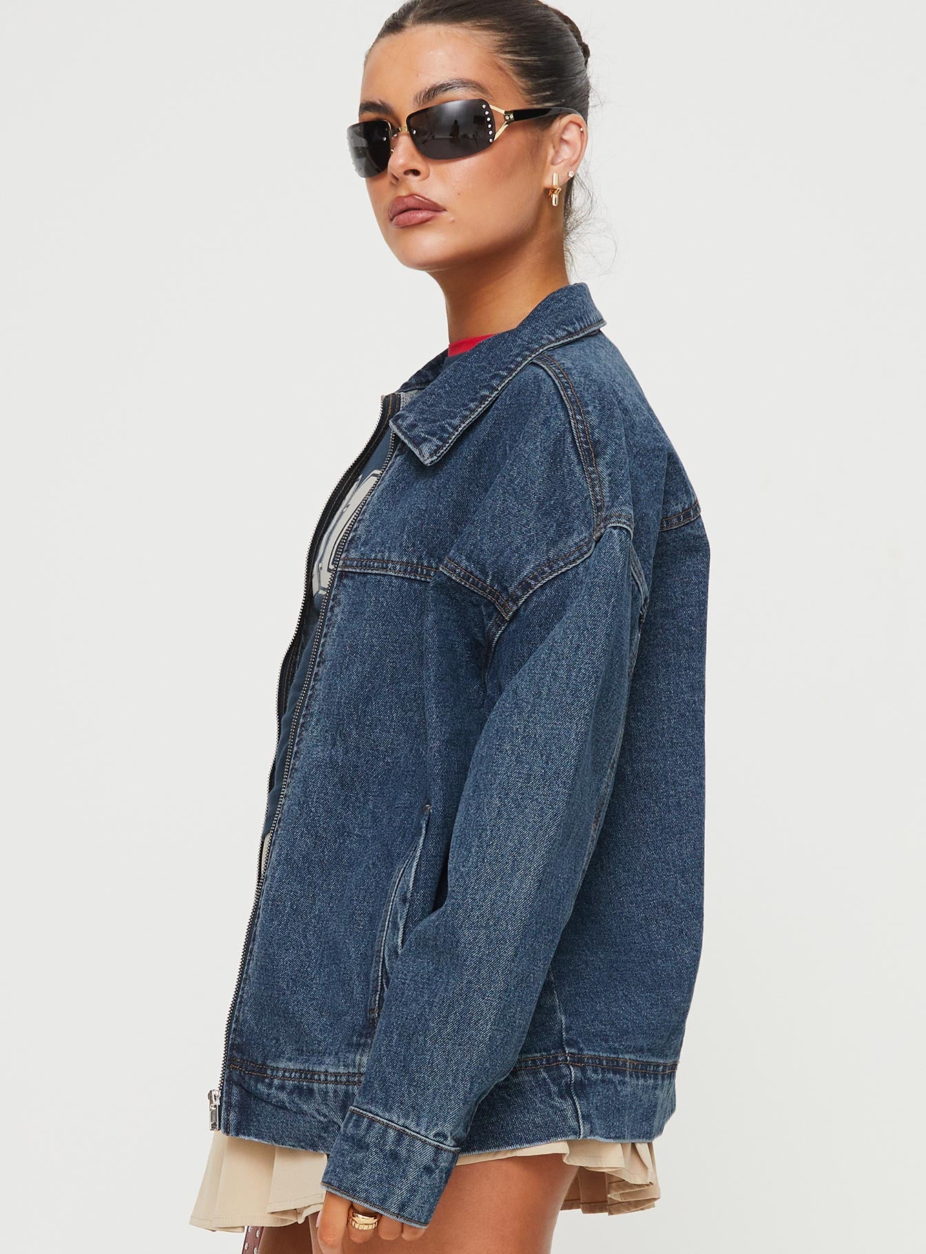 Goldsmith Denim Bomber Jacket Mid Wash - Image 4