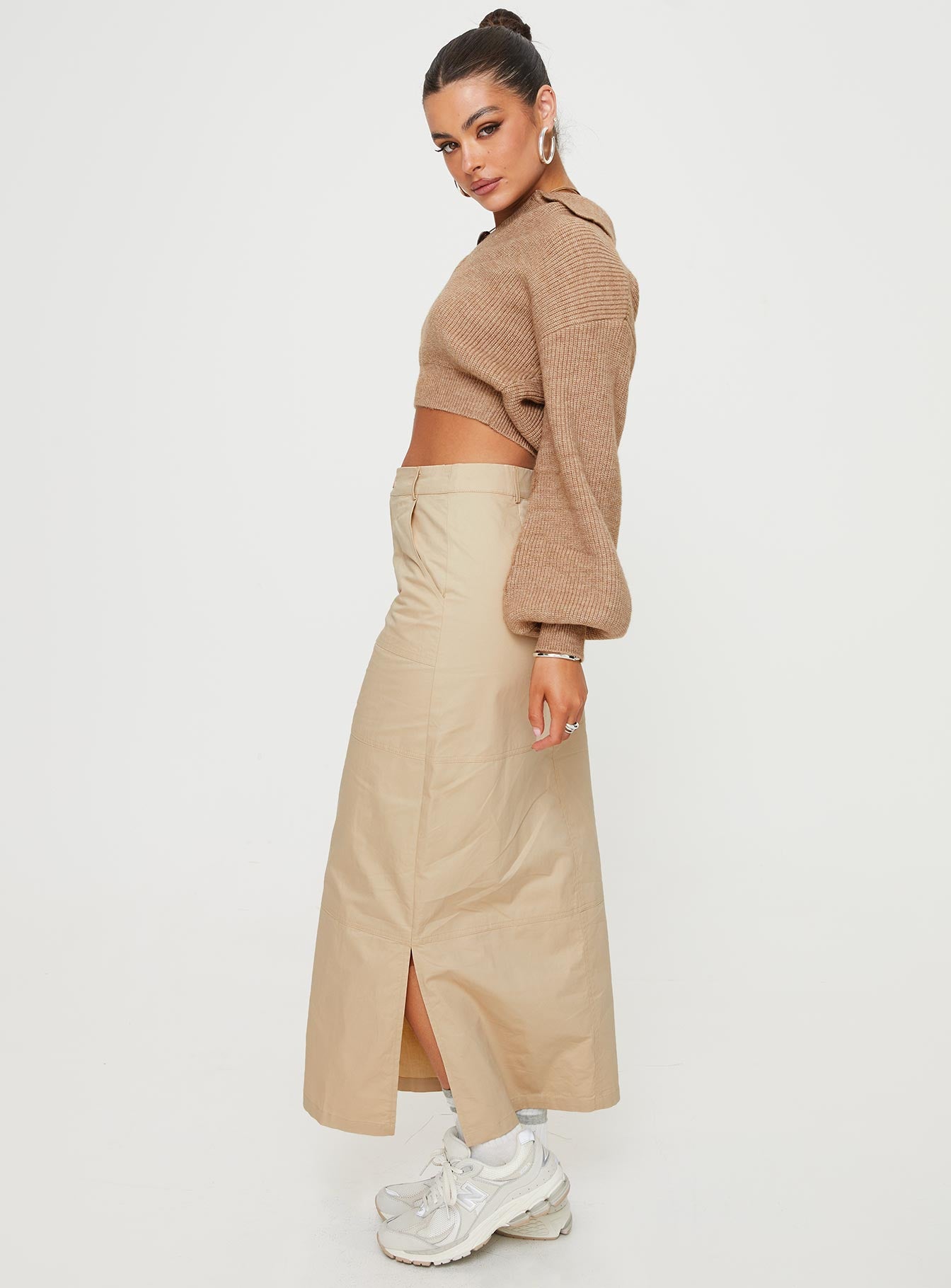 Devine Cargo Maxi Skirt Stone - Image 4