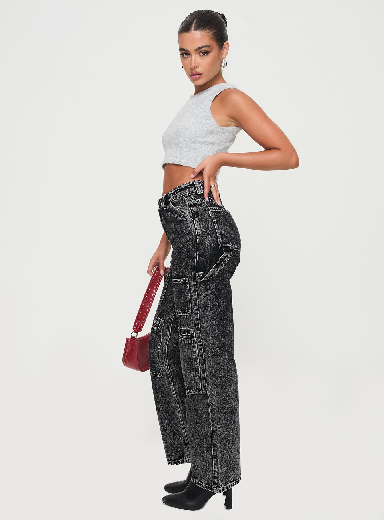 Malachie High Rise Jeans Black Acid Wash - Image 3