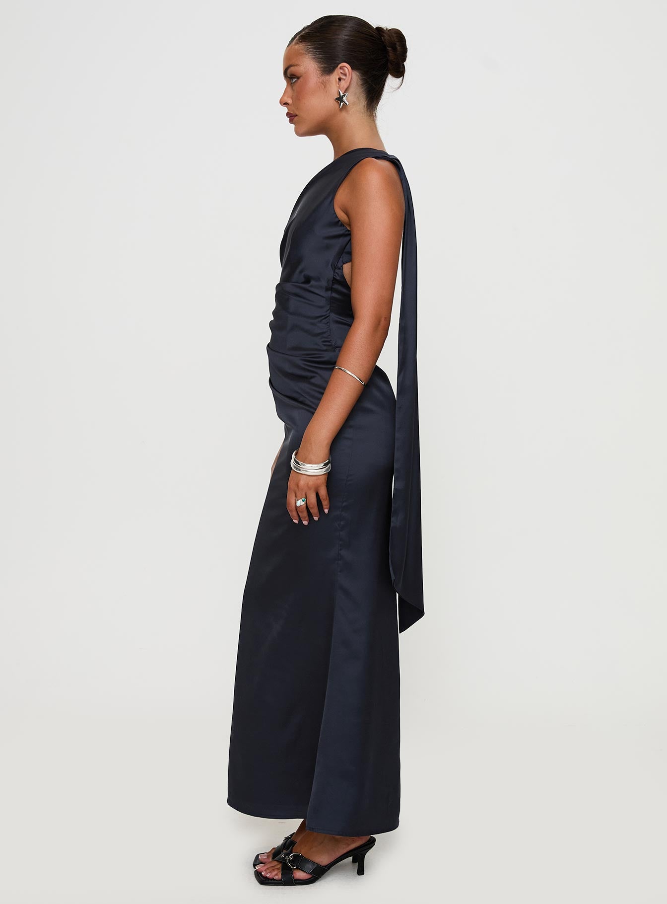 Dulcia One Shoulder Maxi Dress Blue - Image 4
