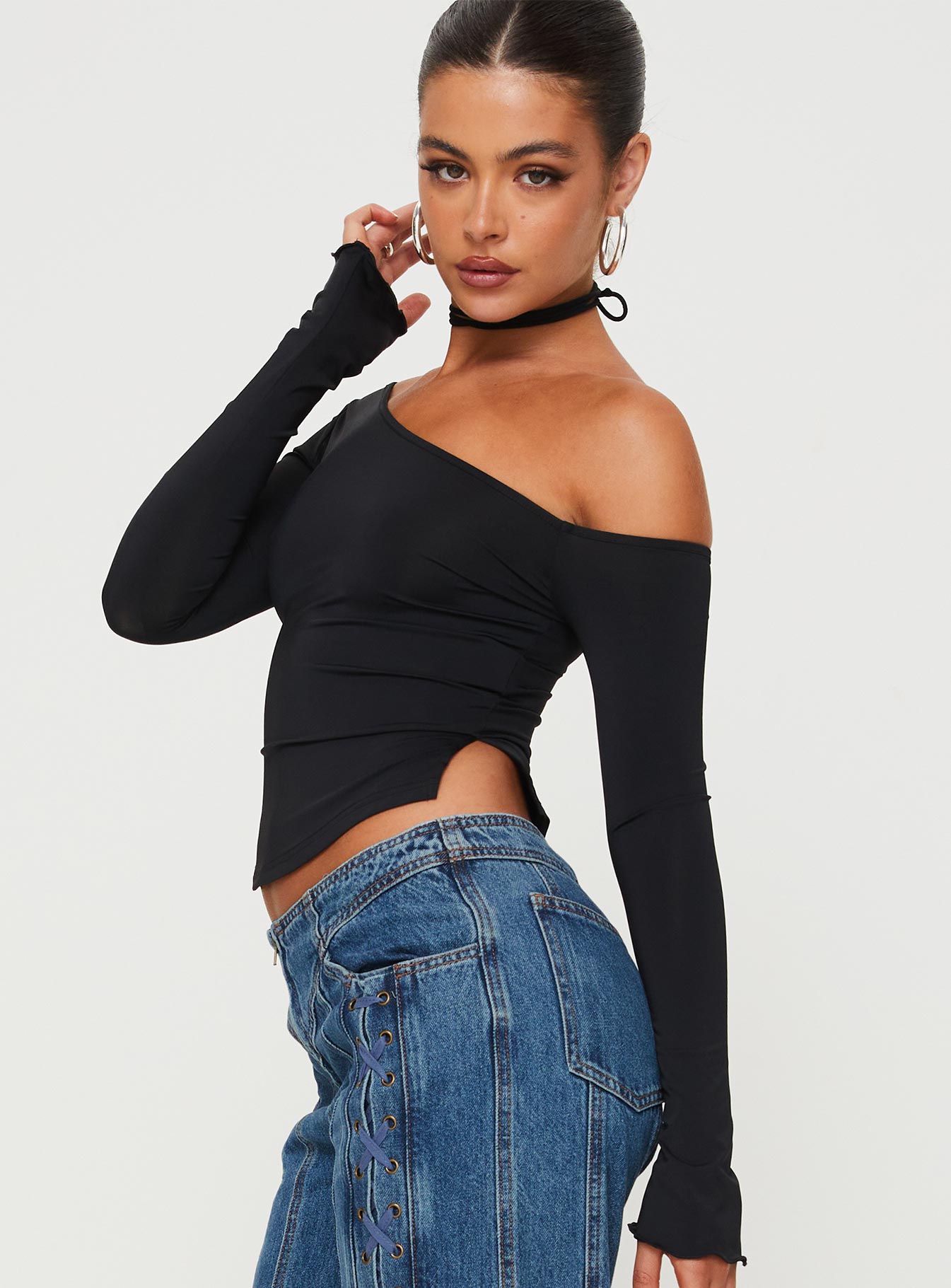 Vito Cold Shoulder Top Black - Image 4