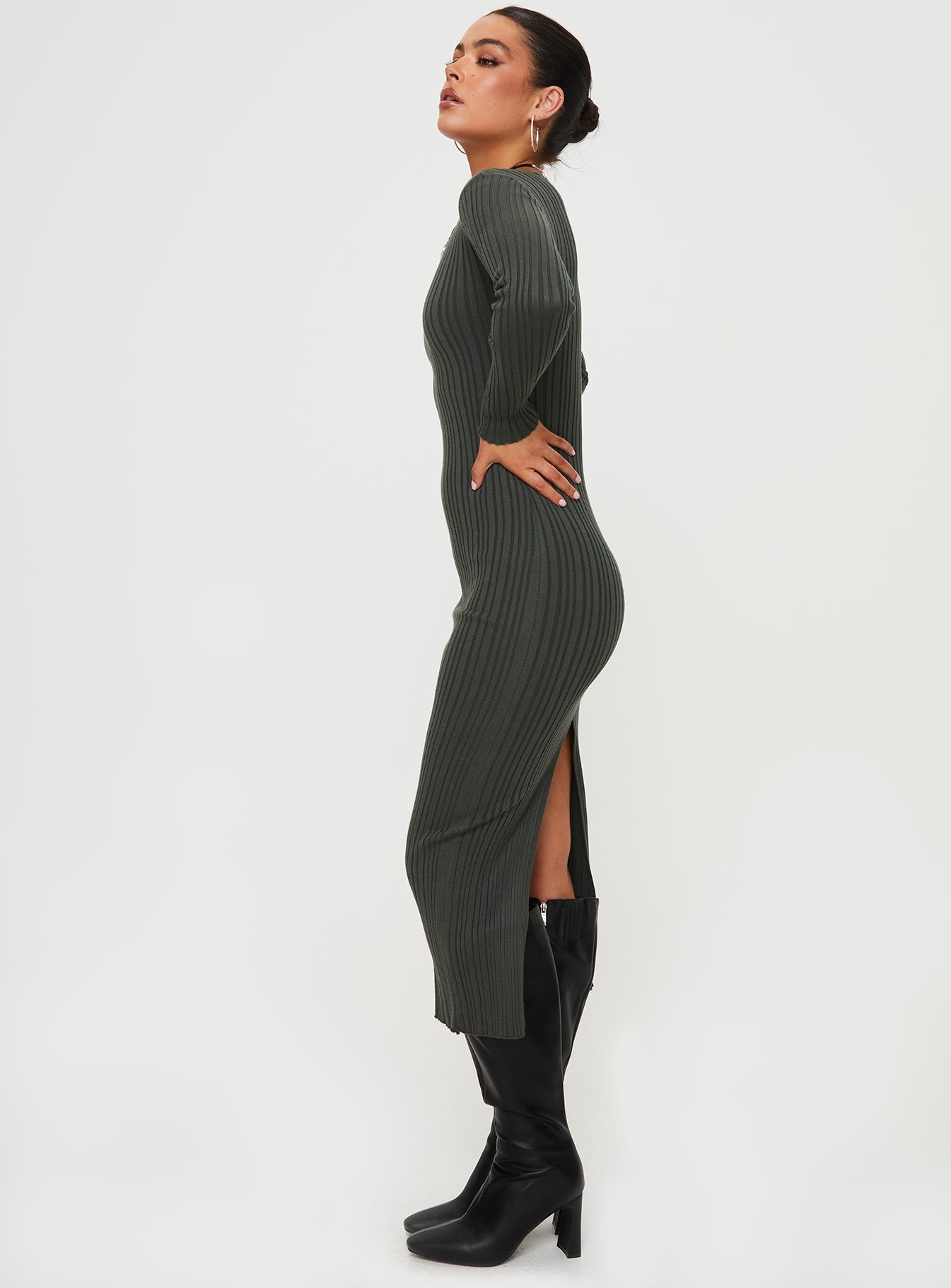 Dossett Long Sleeve Maxi Dress Green - Image 3