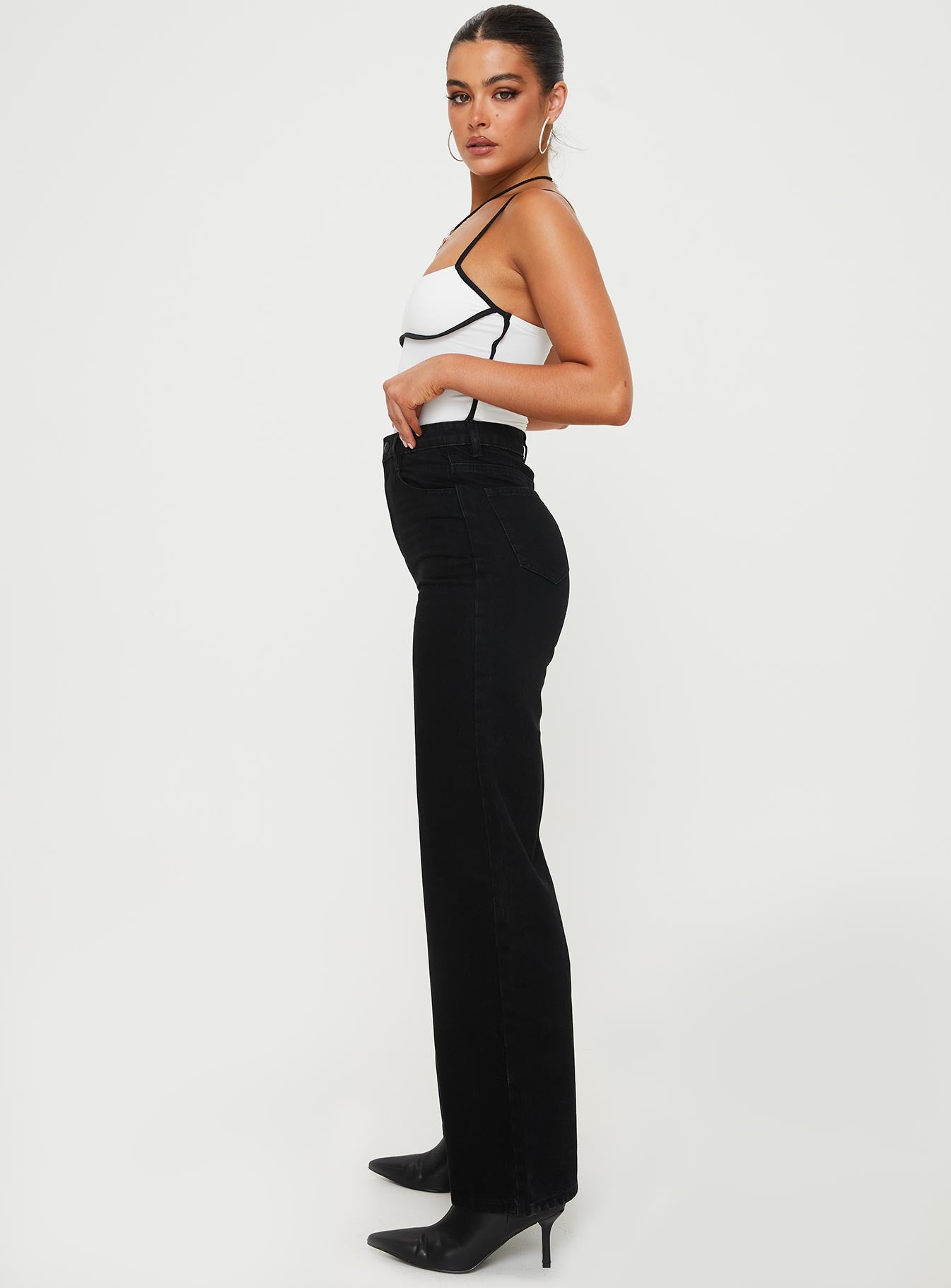 Nicolo High Rise Straight Leg Jeans Black - Image 3