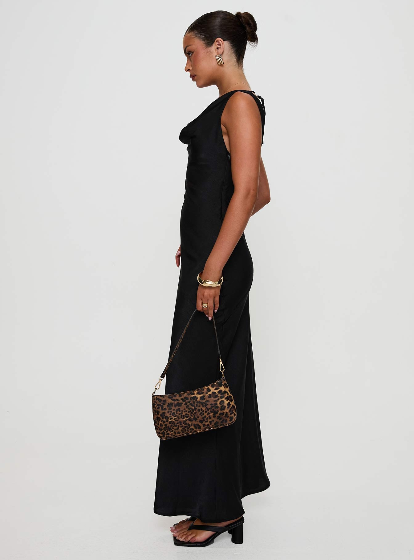 Make Memories Cowl Neck Maxi Dress Black - Image 4
