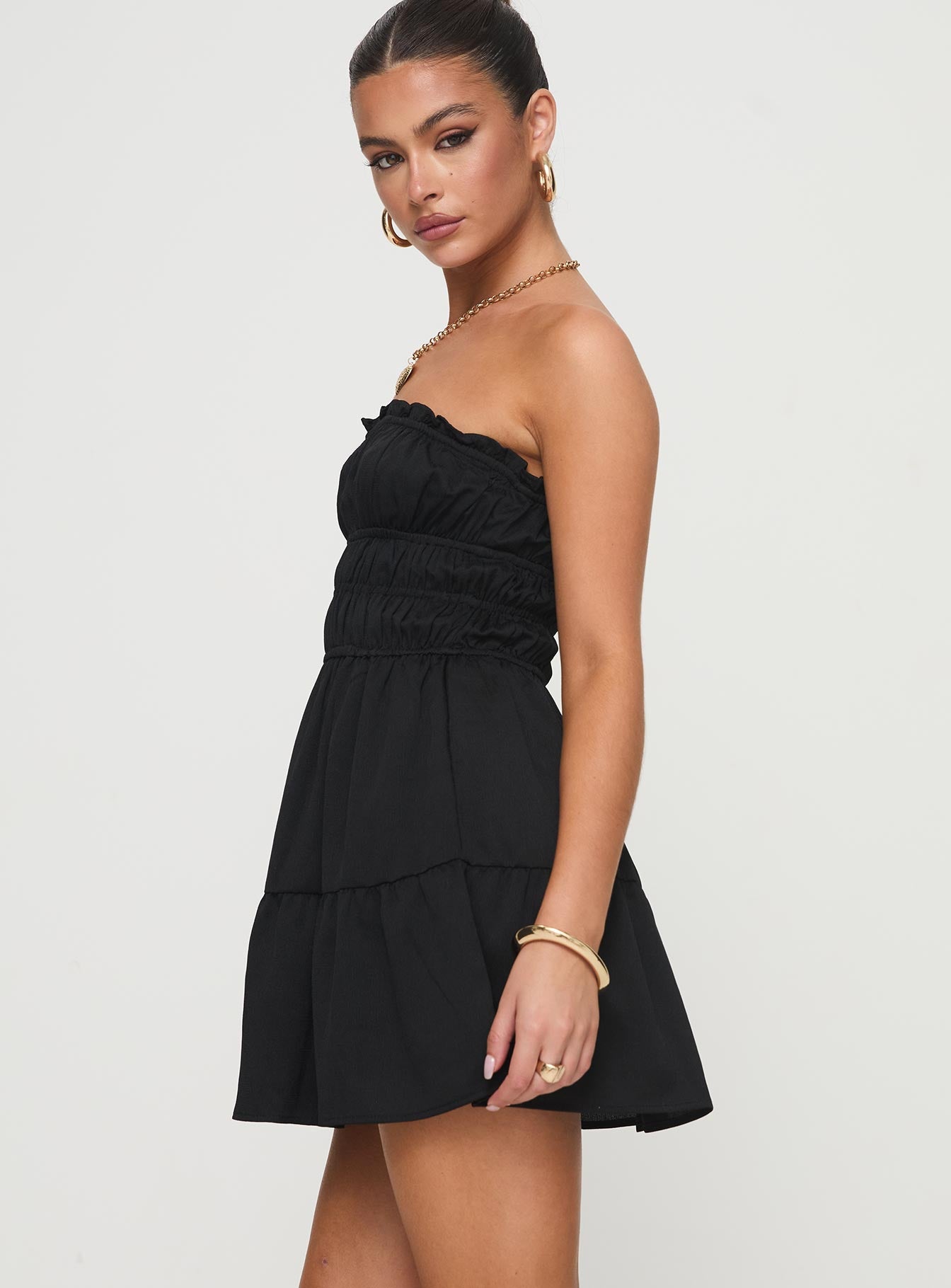 Joie Strapless Mini Dress Black - Image 3