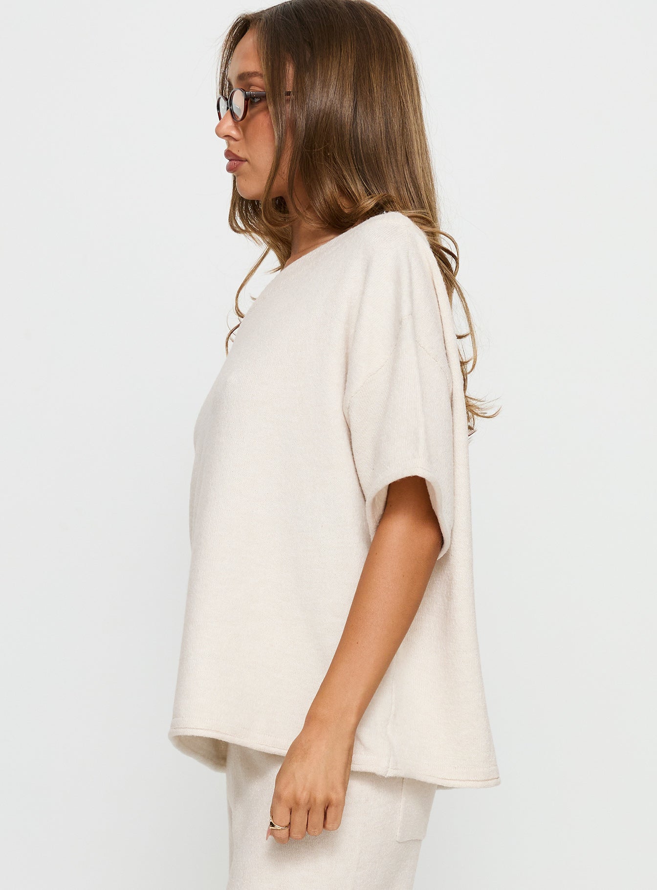 Kourta Off Shoulder Oversized Top Oat - Image 4