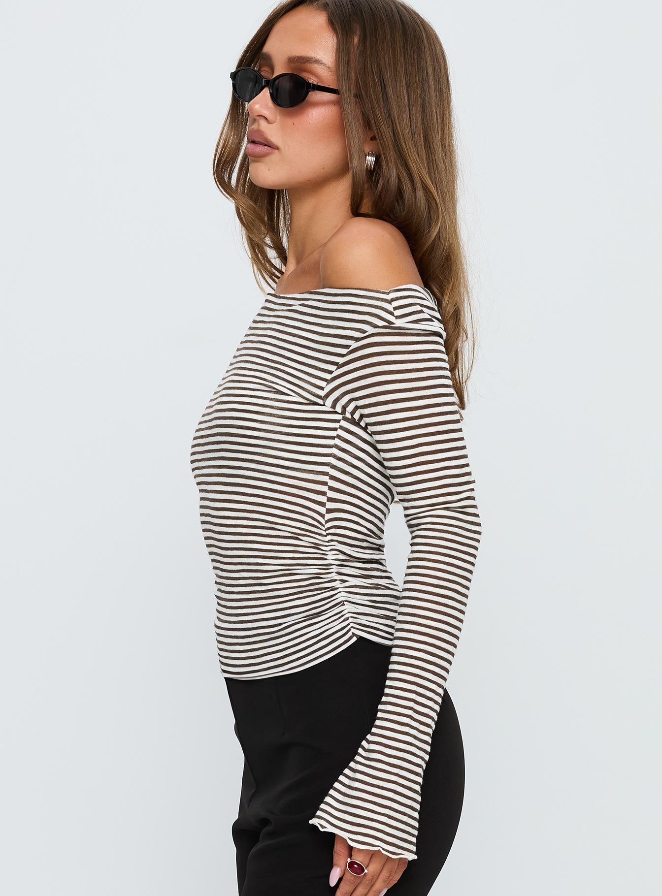 Synergies Long Sleeve Top Brown / White Stripe - Image 4