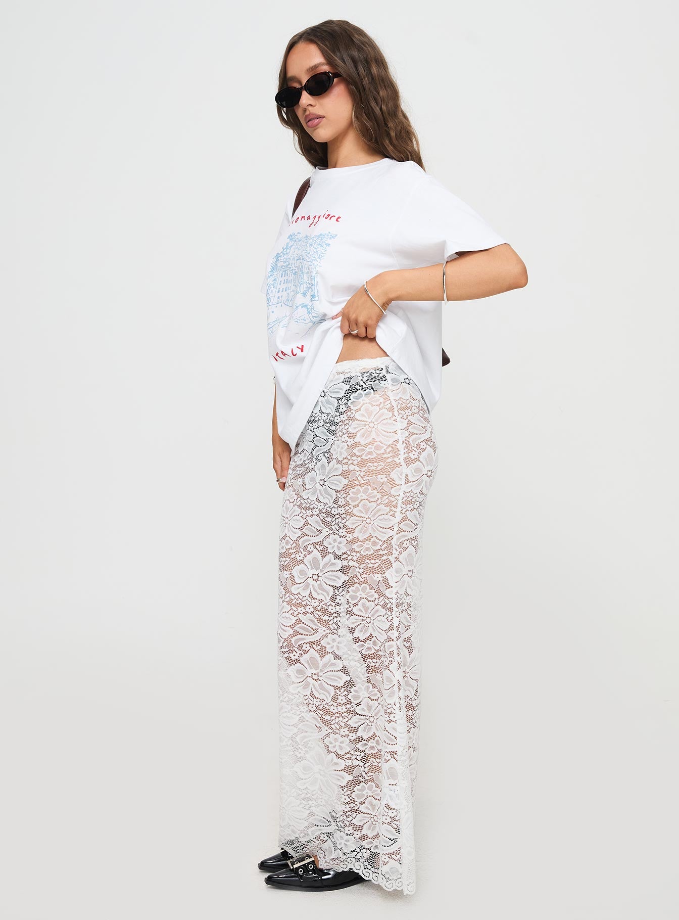 Lombardio Lace Maxi Skirt White - Image 4