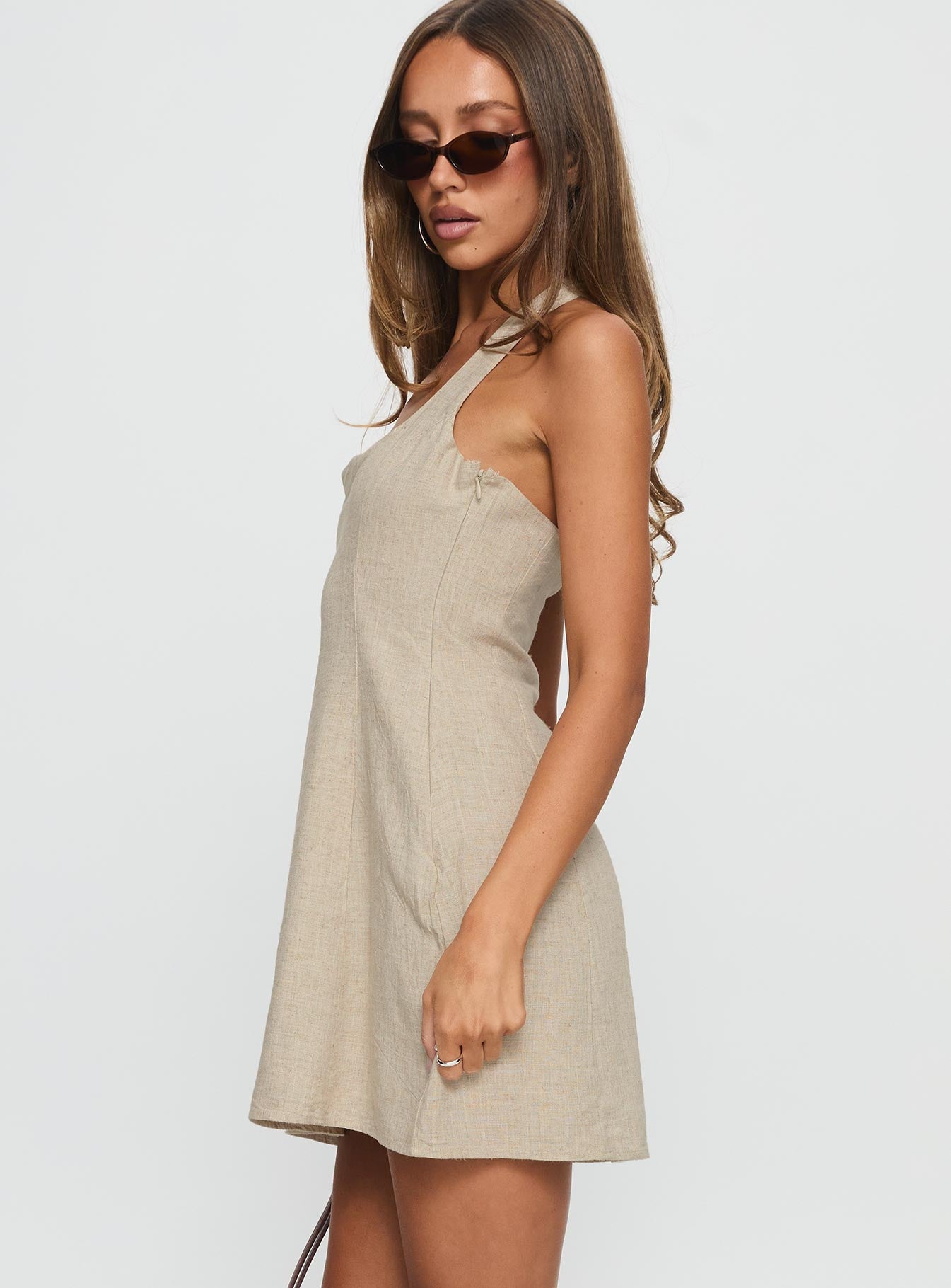Florelli Halter Mini Dress Oat - Image 3