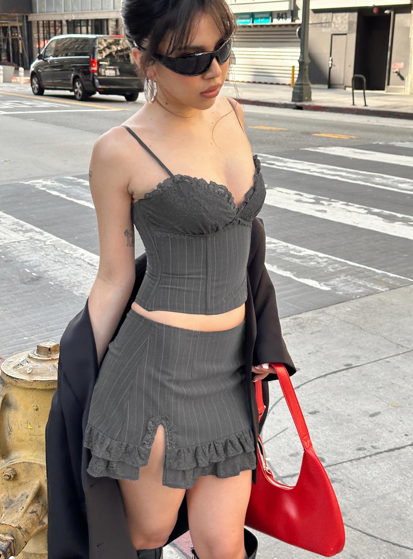 Ferran Corset Top Grey Pinstripe - Image 7