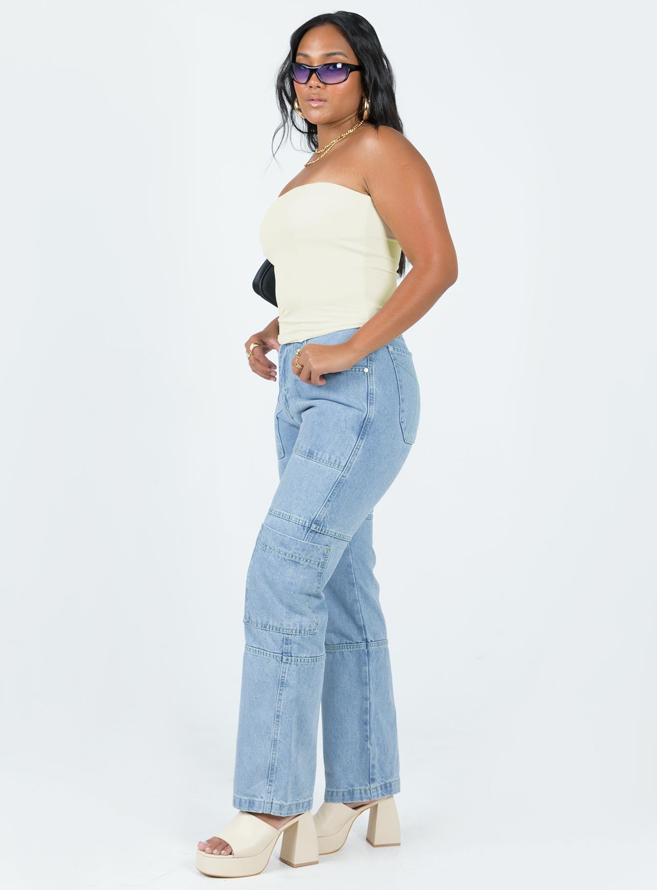 The Ragged Priest Combat Organic Cotton Denim Light Blue - Image 4