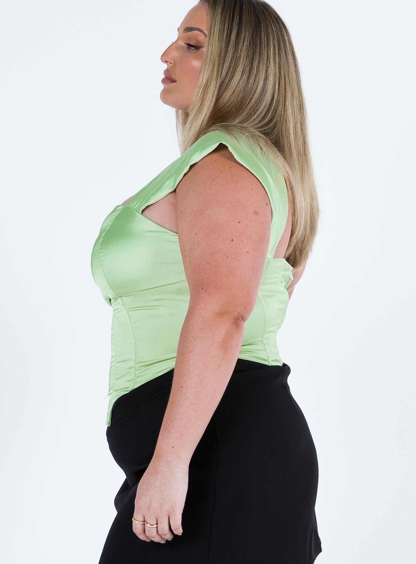 Cornell Satin Corset Top Green Curve - Image 4