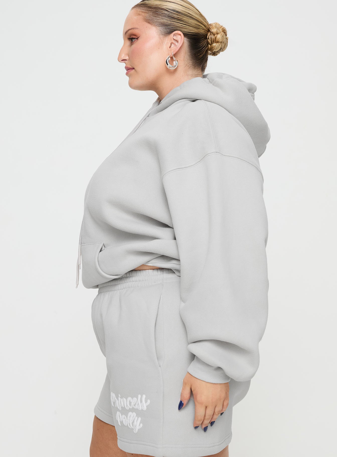 Princess Polly Hooded Sweatshirt Puff Text Grey Curve - Image 4