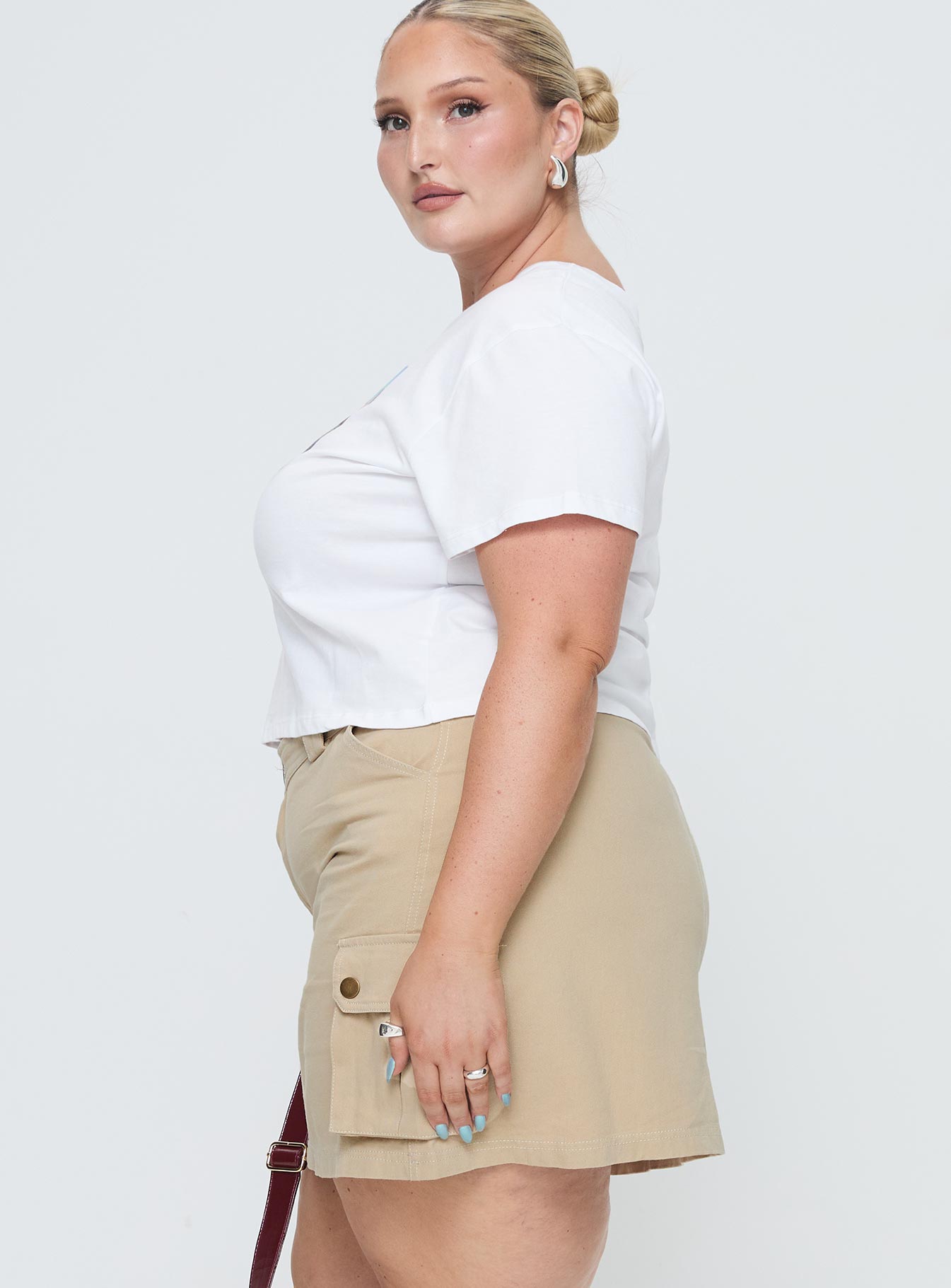 Lydie Cargo Mini Skirt Beige Curve - Image 4