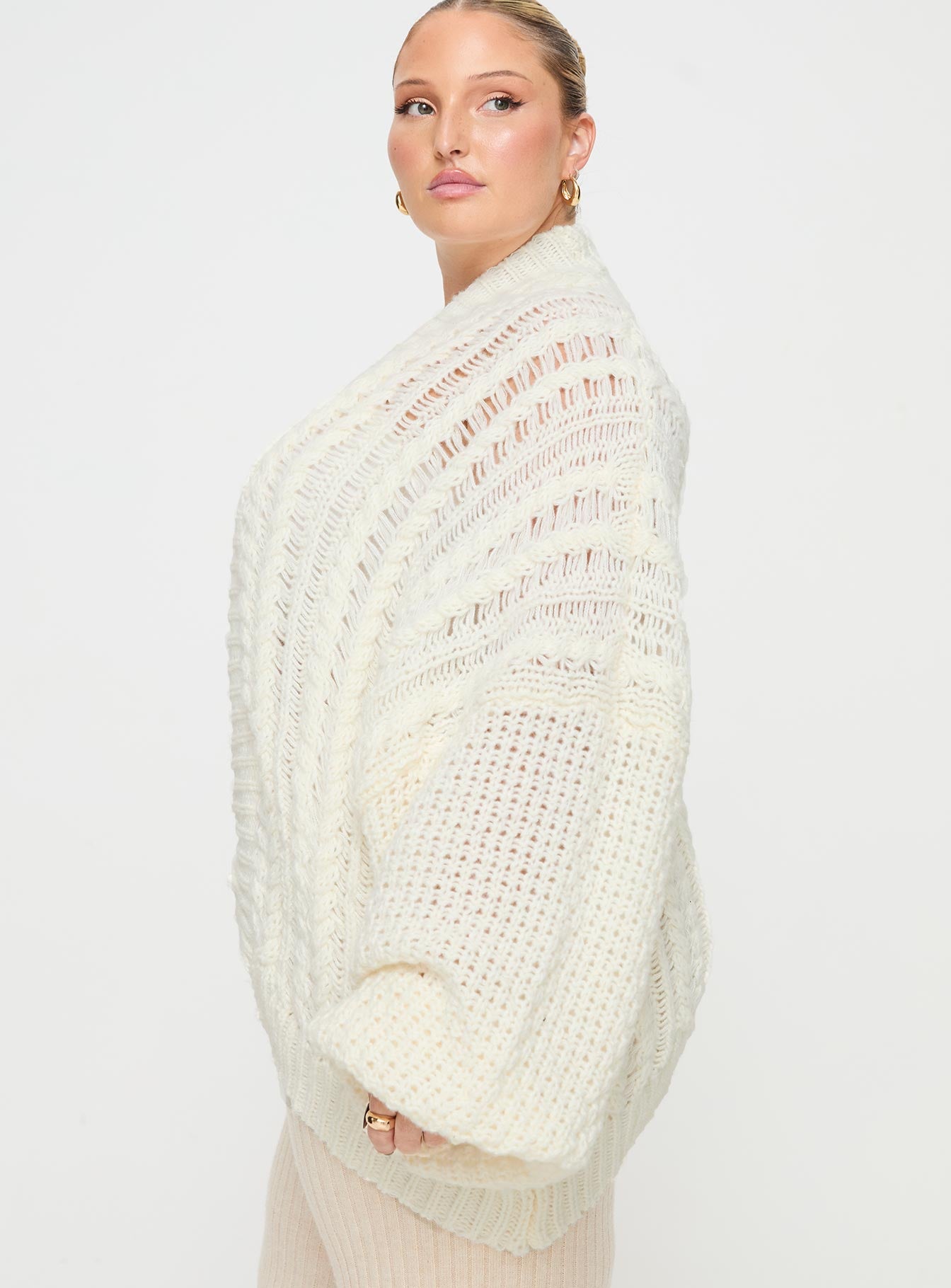 Abner Cable Cardigan Cream Curve - Image 4