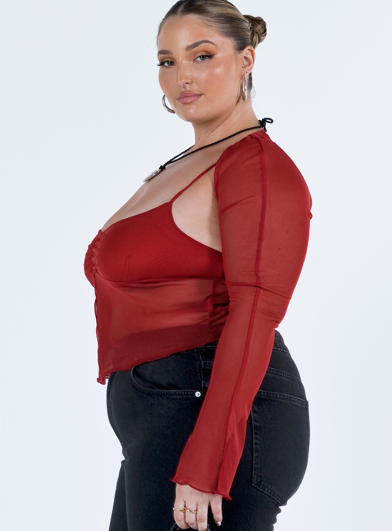 Tallah Two Piece Bolero Top Red Curve - Image 4