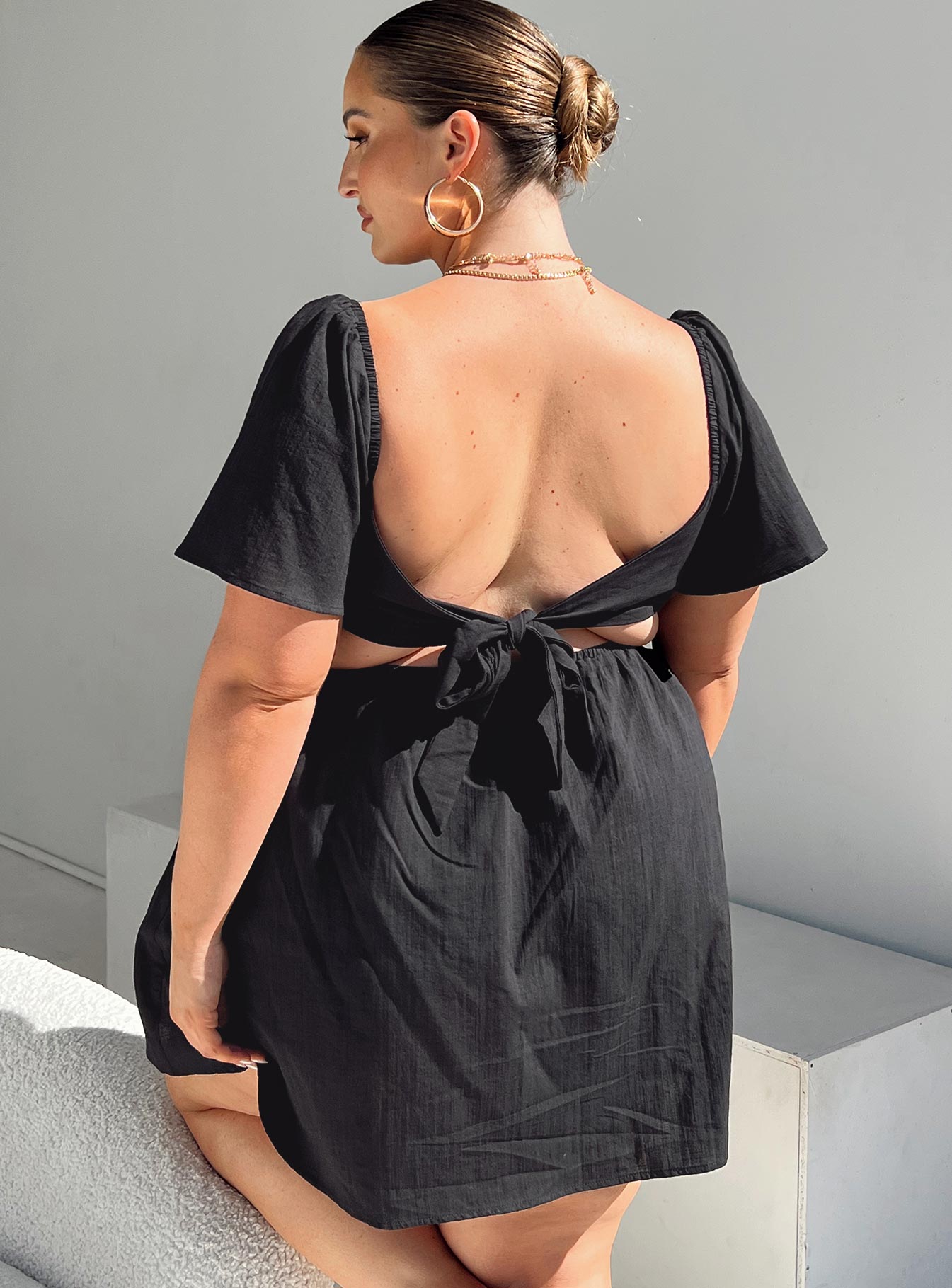 Summer Nights Mini Dress Black Curve - Image 3