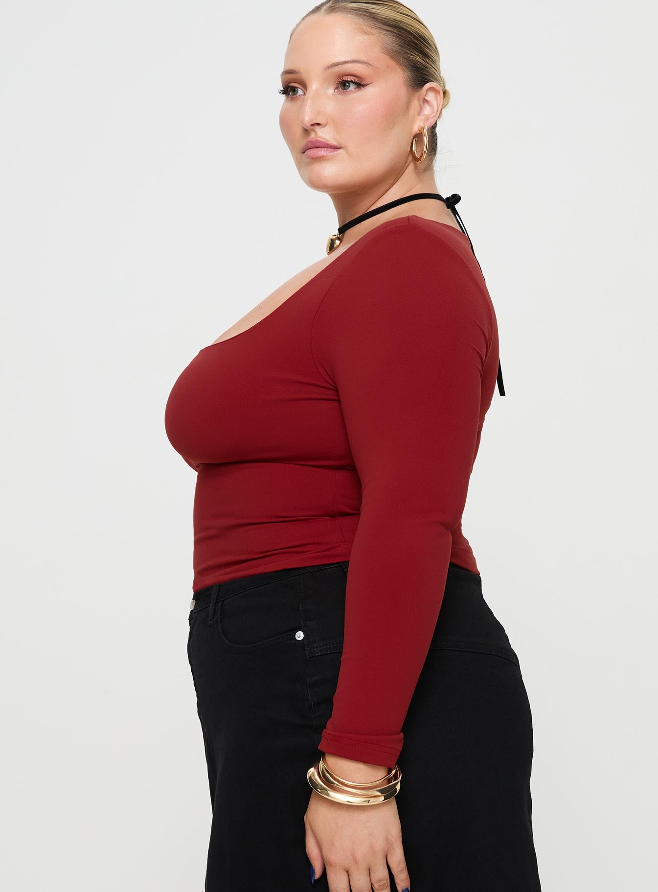 Selenie Long Sleeve Top Red Curve - Image 4