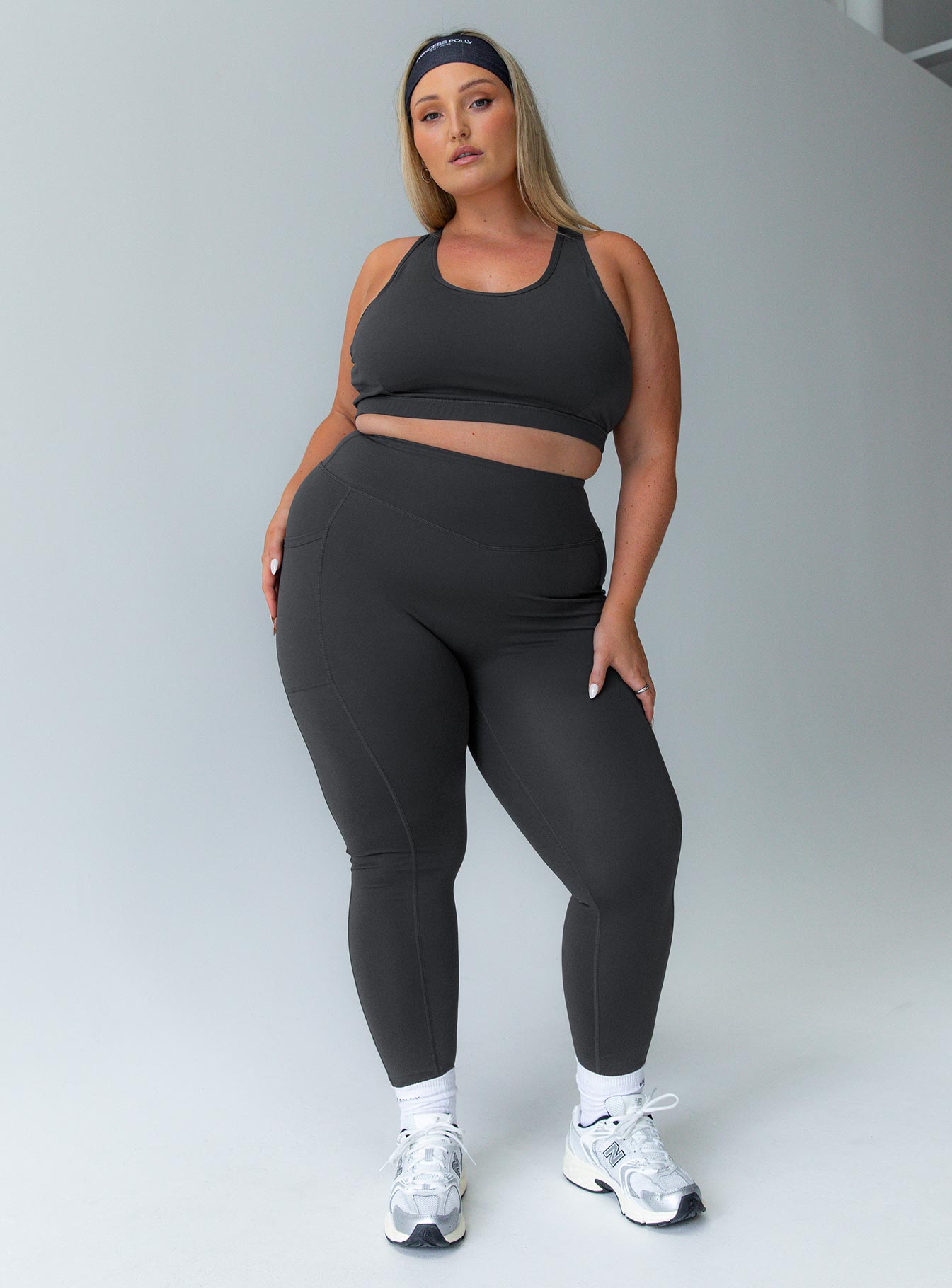 Unstoppable Activewear 7/8 Leggings Grey Curve - Image 3