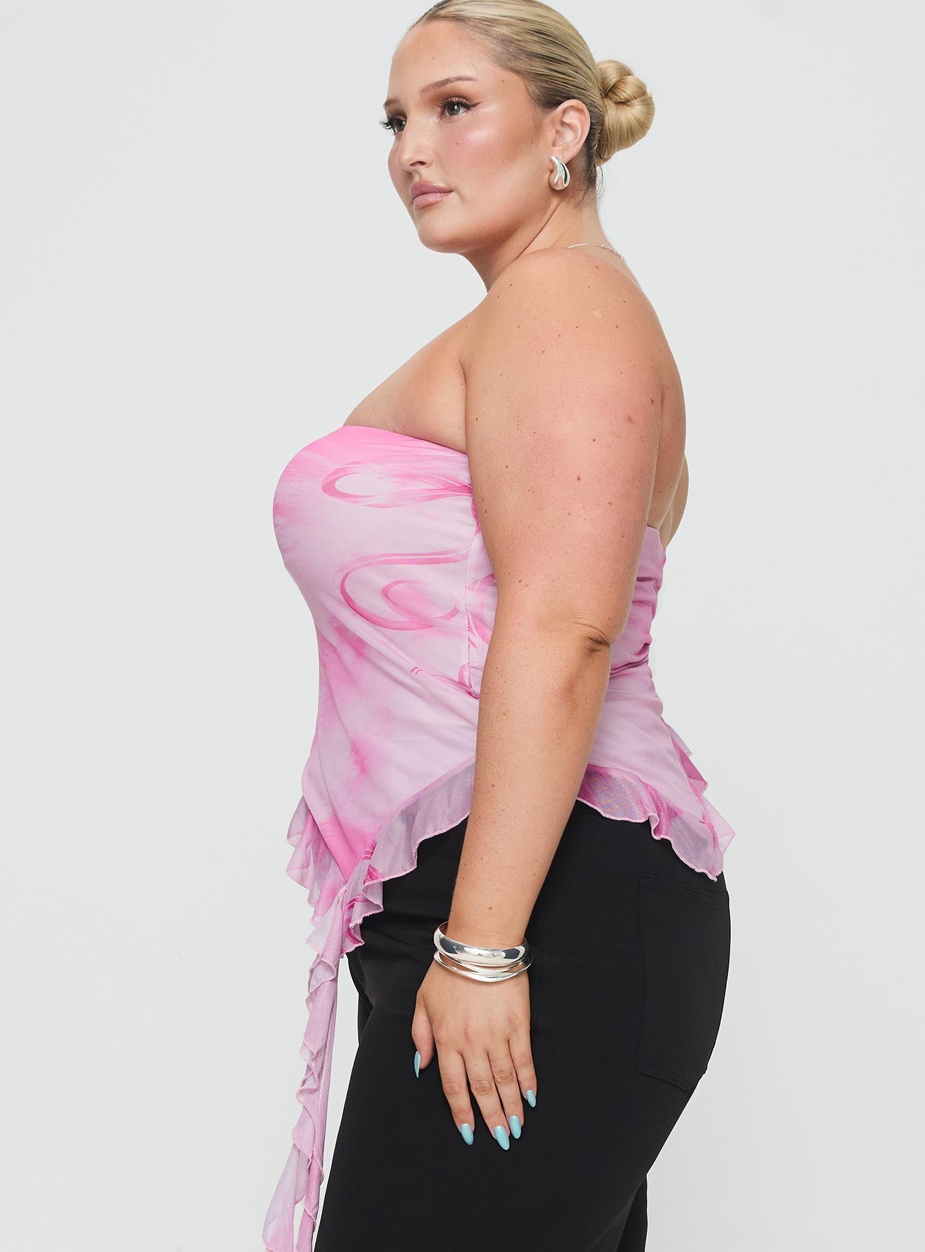 Travessa Asymmetric Tube Top Pink Curve - Image 4