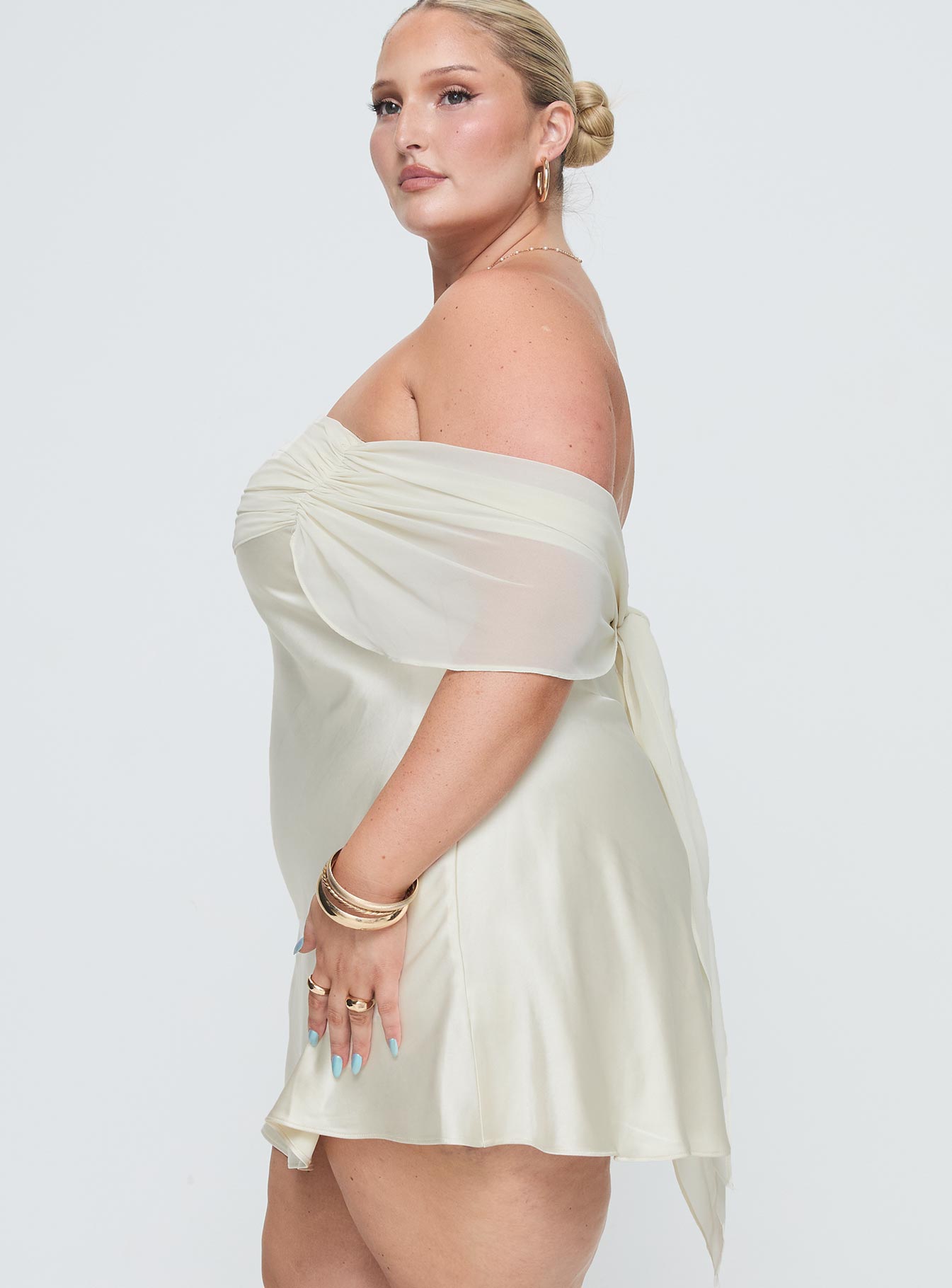 Adoration Mini Dress Cream Curve - Image 4