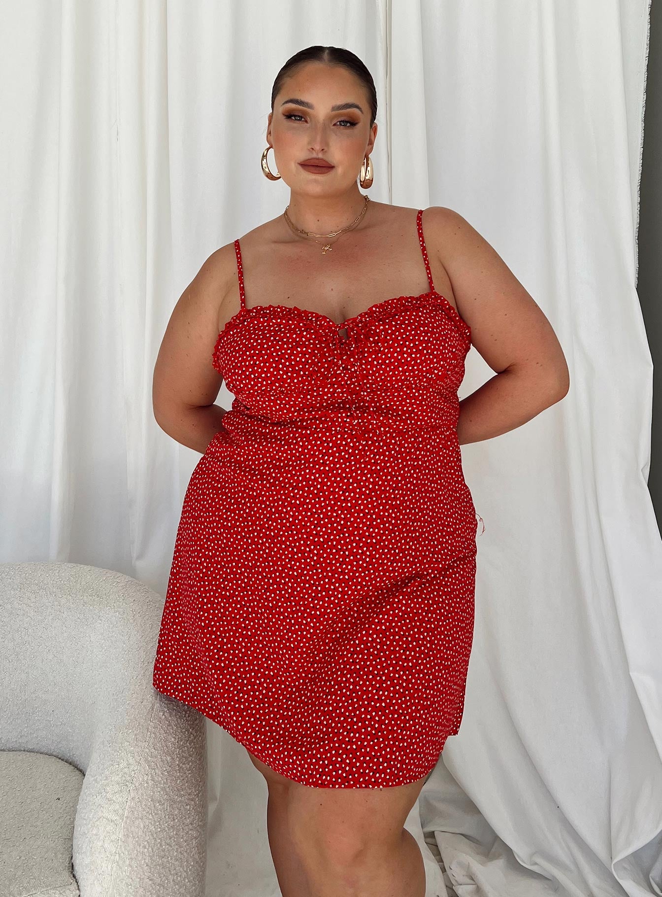 Love Birds Mini Dress Red Curve - Image 3
