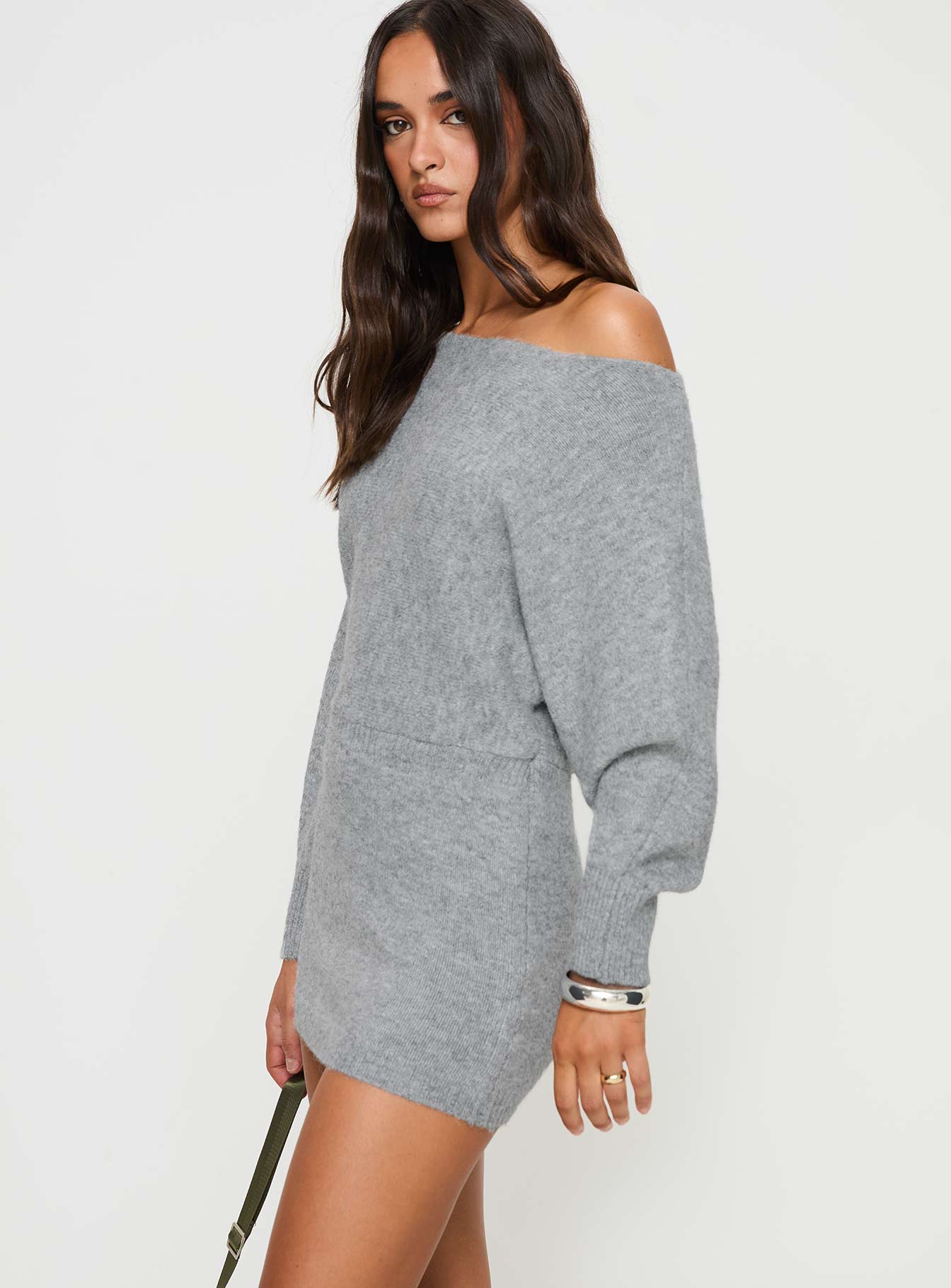 Peregrine Cold Shoulder Mini Dress Grey - Image 3