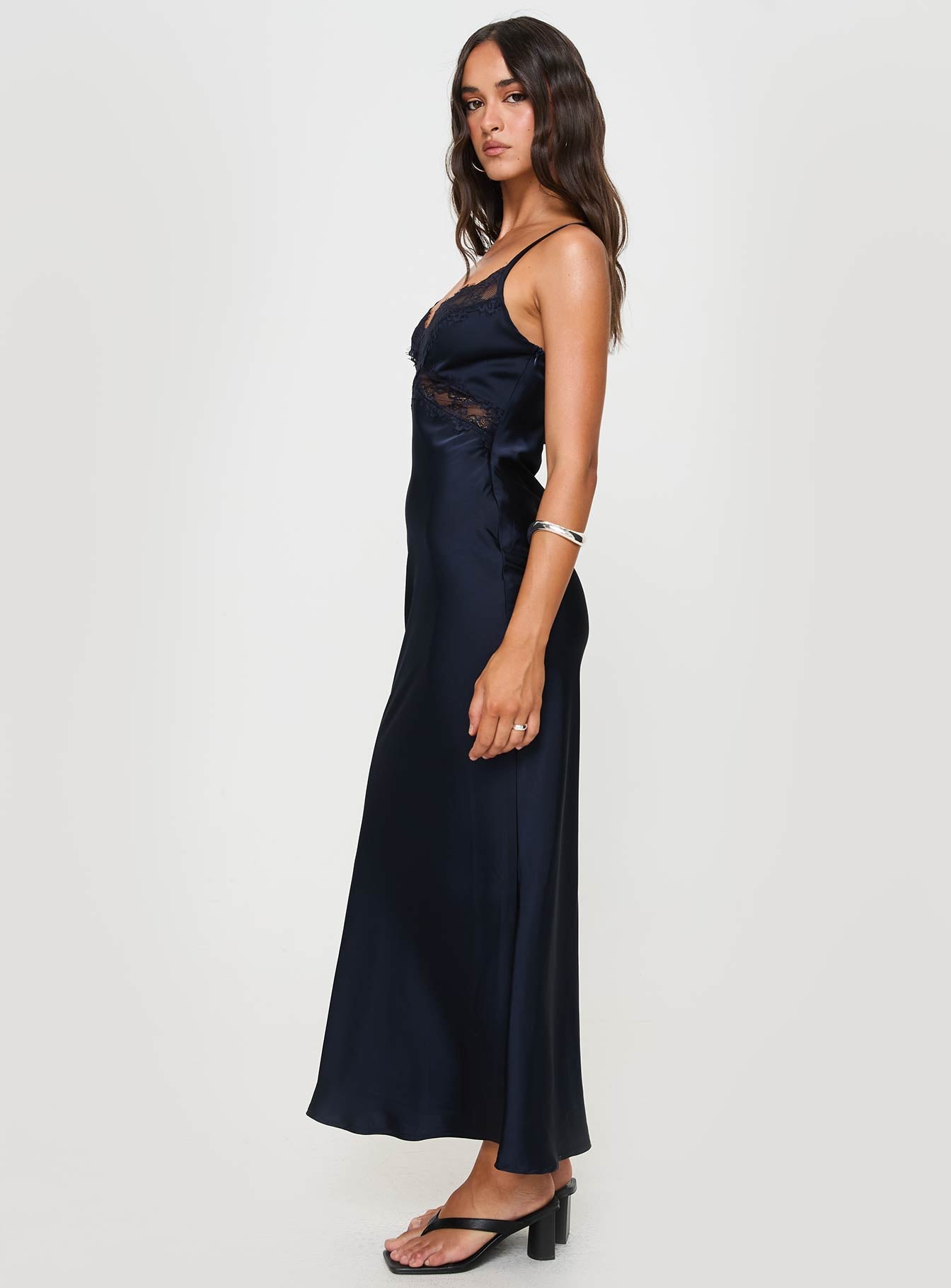 Treasure Bias Cut Maxi Dress Navy Petite - Image 3