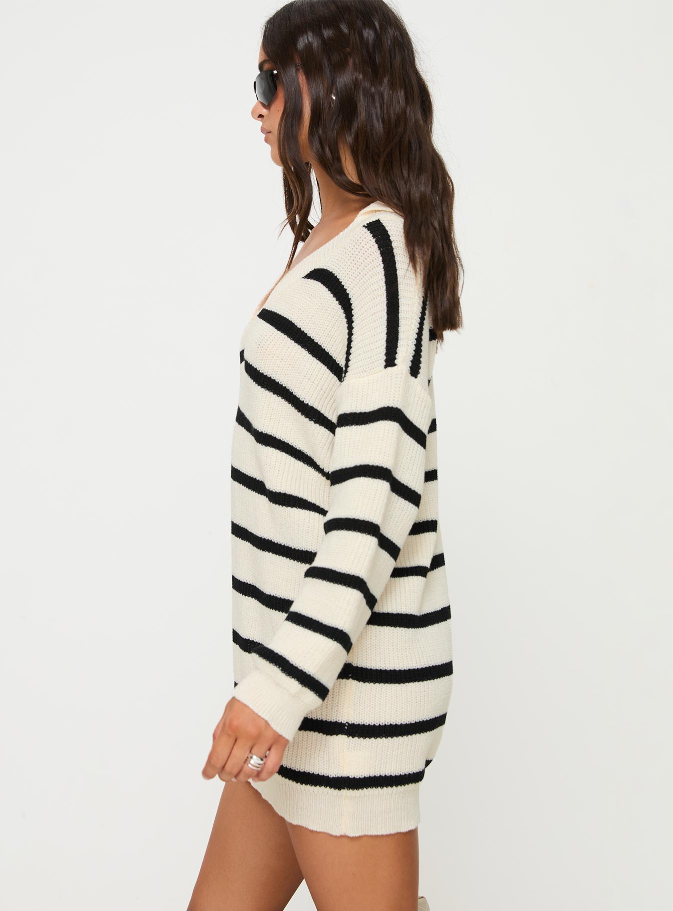 Forte Sweater Mini Dress Black / Cream - Image 4