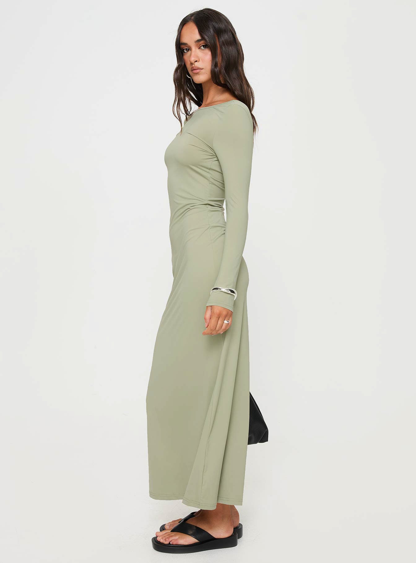 Rain Fire Long Sleeve Maxi Dress Sage - Image 4