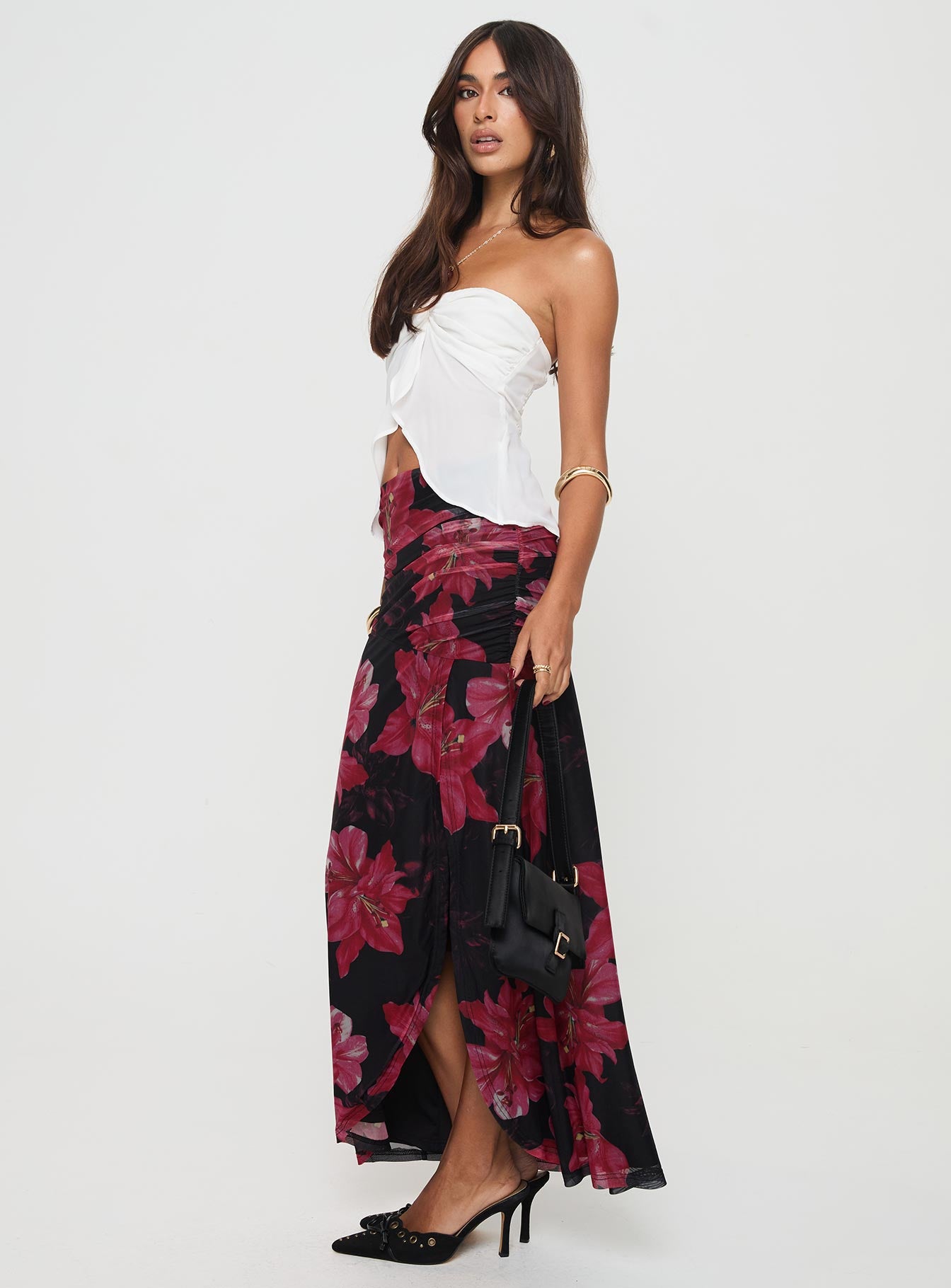 Cooperi Maxi Skirt Black / Red Floral - Image 4