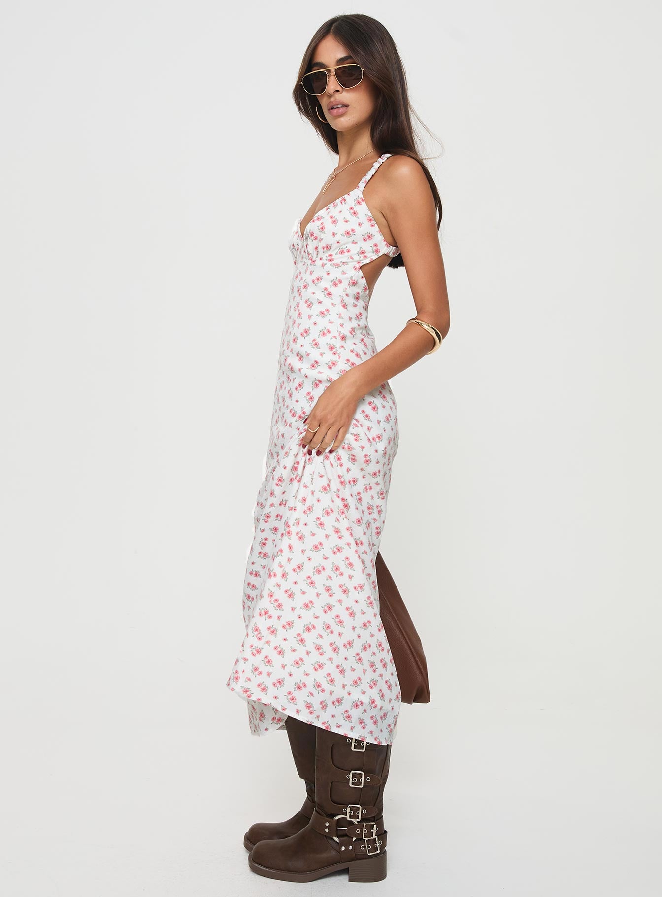Georgia Midi Dress White / Pink Floral - Image 4