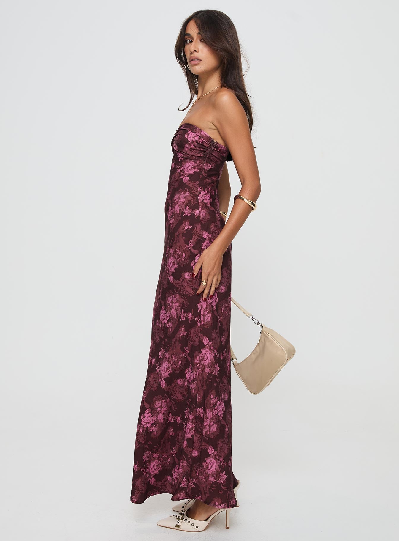 Abeila Strapless Maxi Dress Burgundy - Image 3
