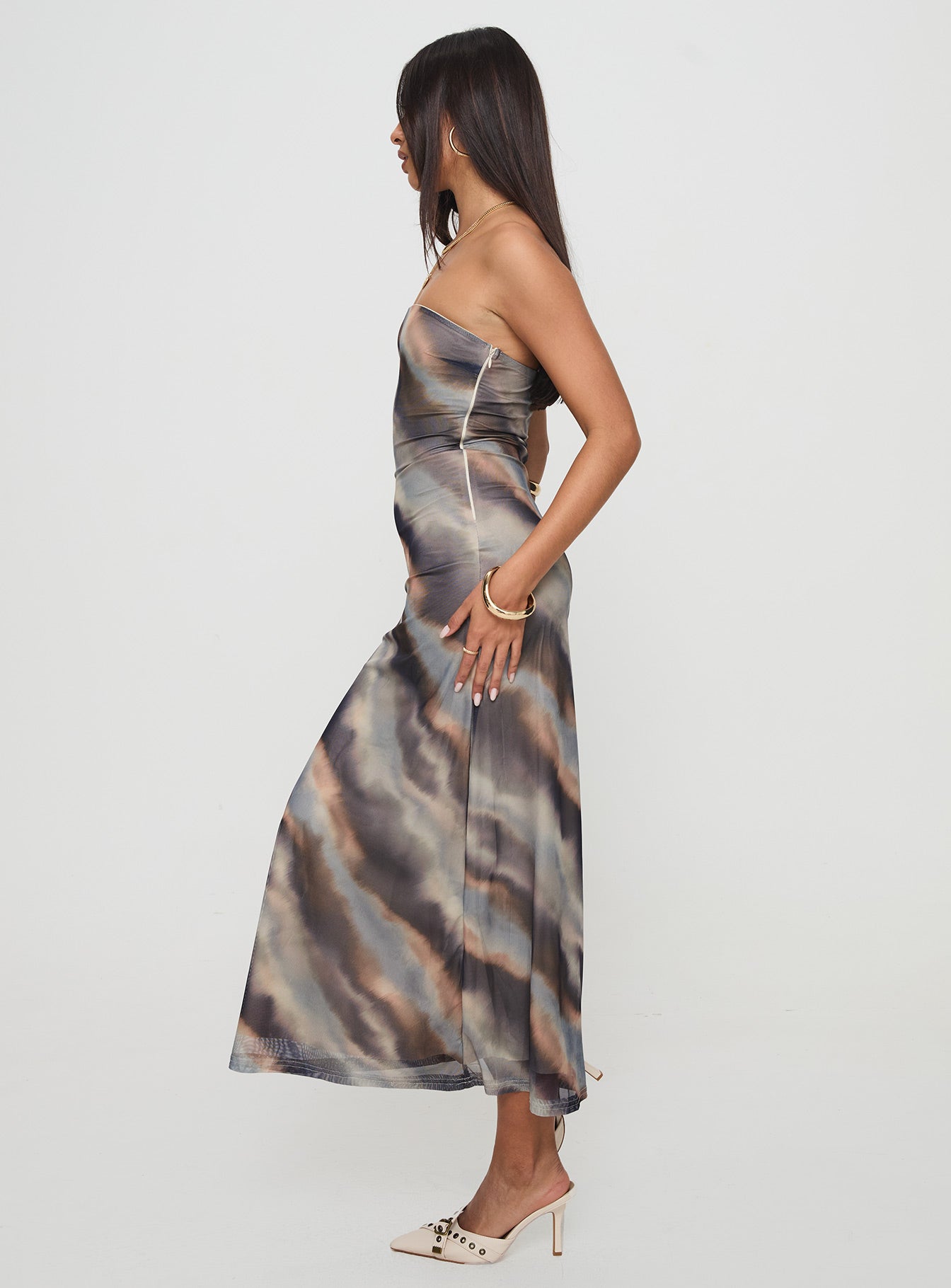 Pinacle Strapless Maxi Dress Brown - Image 3