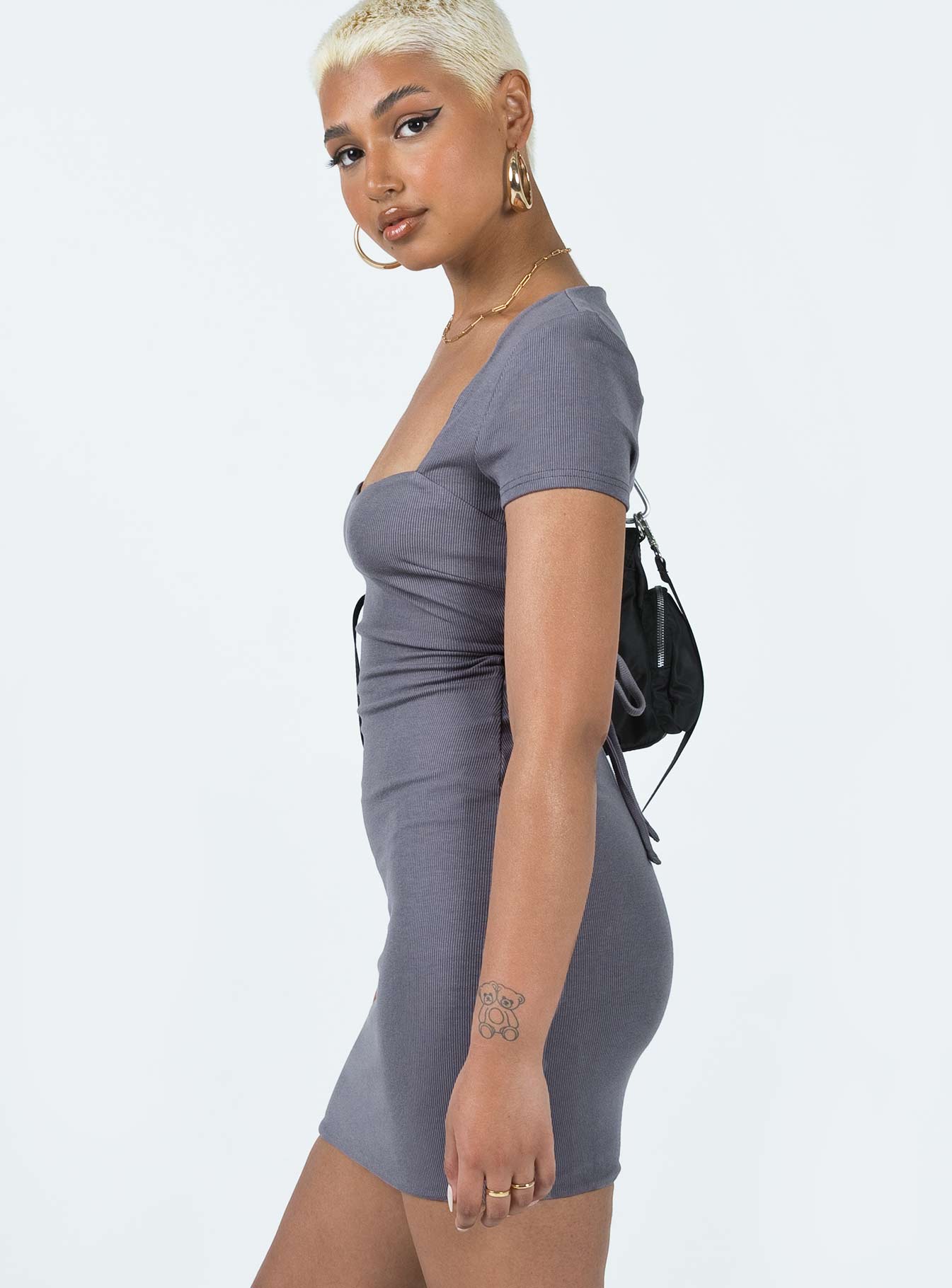 Nolan Short Sleeve Mini Dress Slate - Image 3