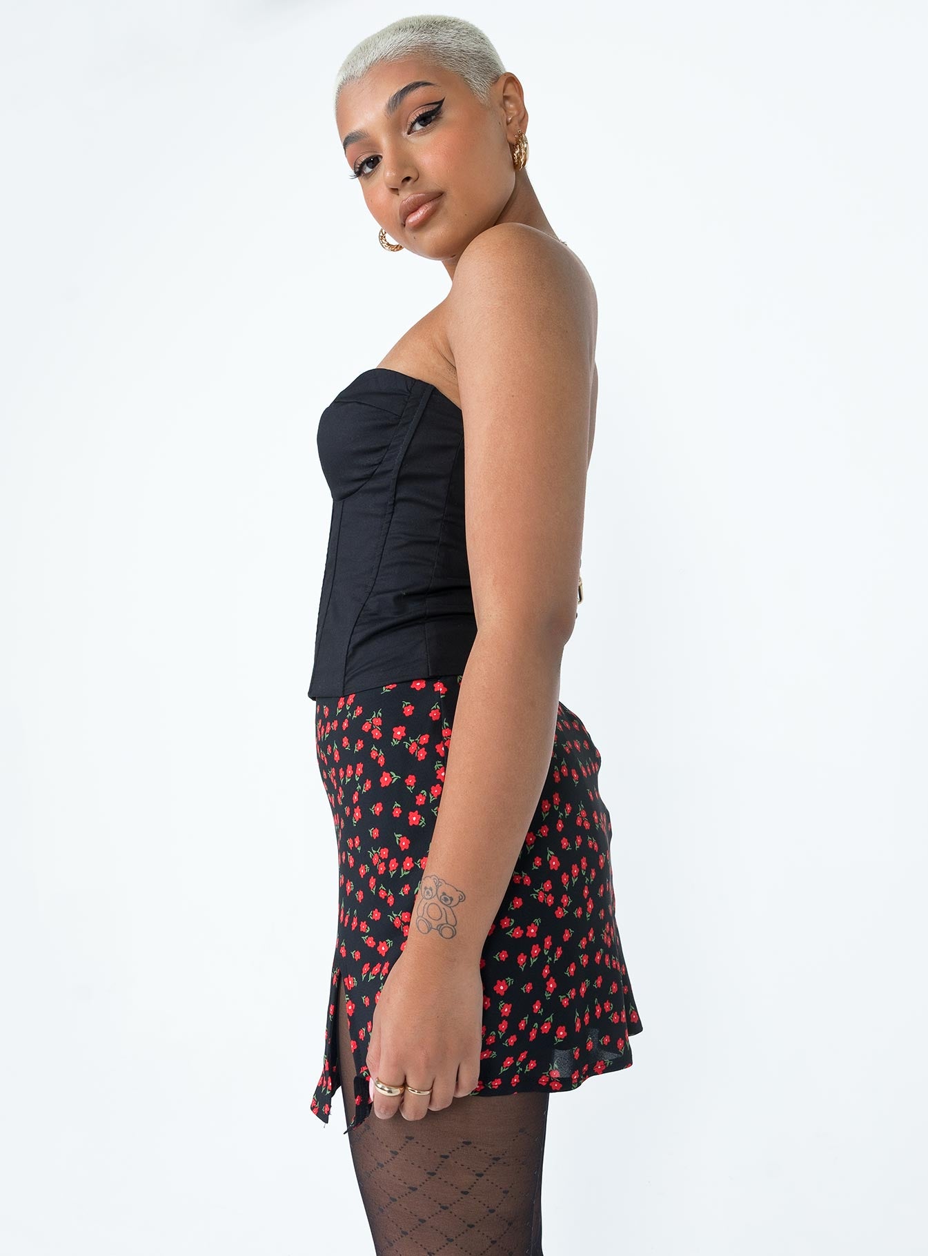 Kerri Mini Skirt Black Floral - Image 4