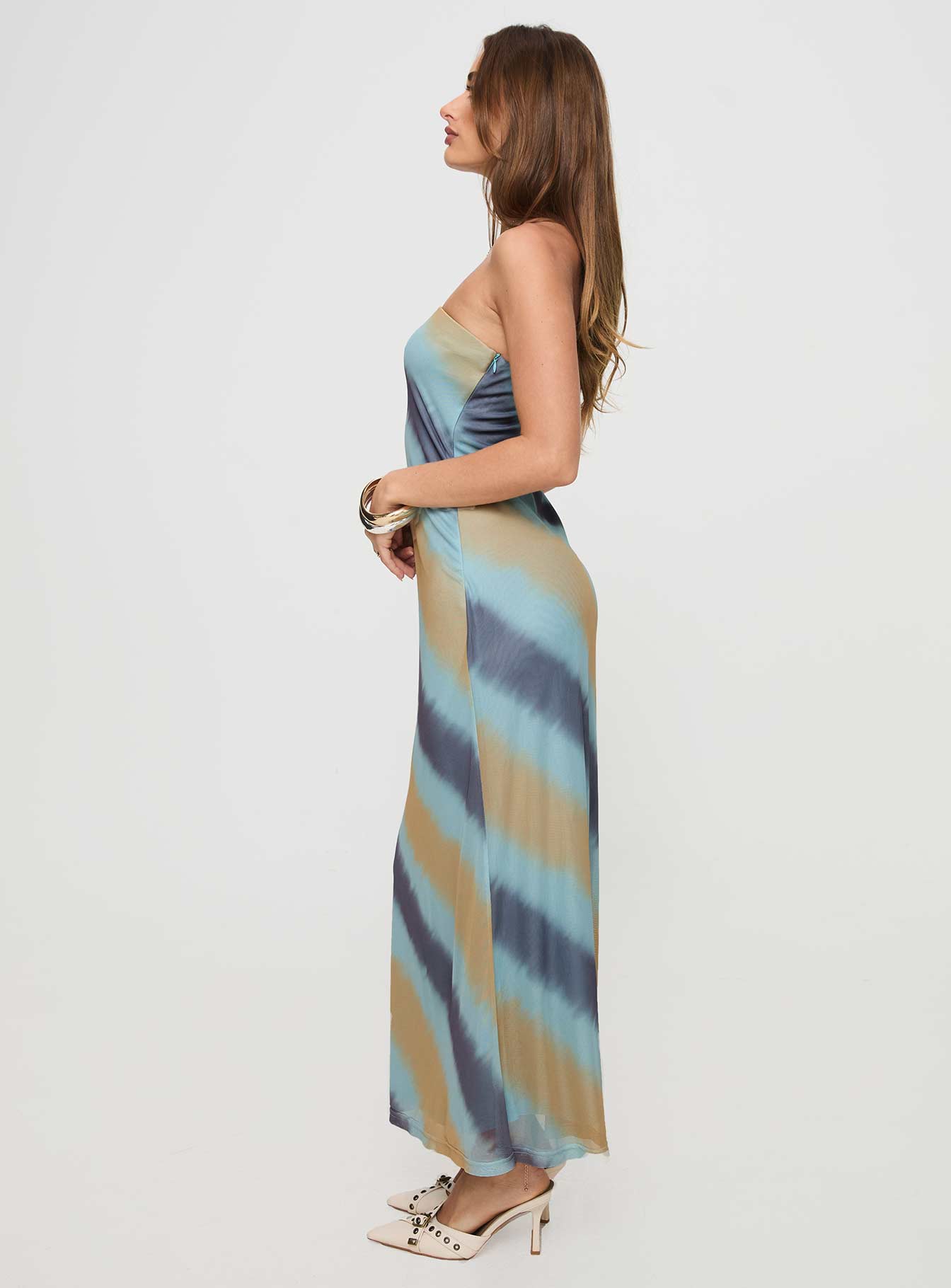 Celik Strapless Maxi Dress Blue / Brown - Image 4