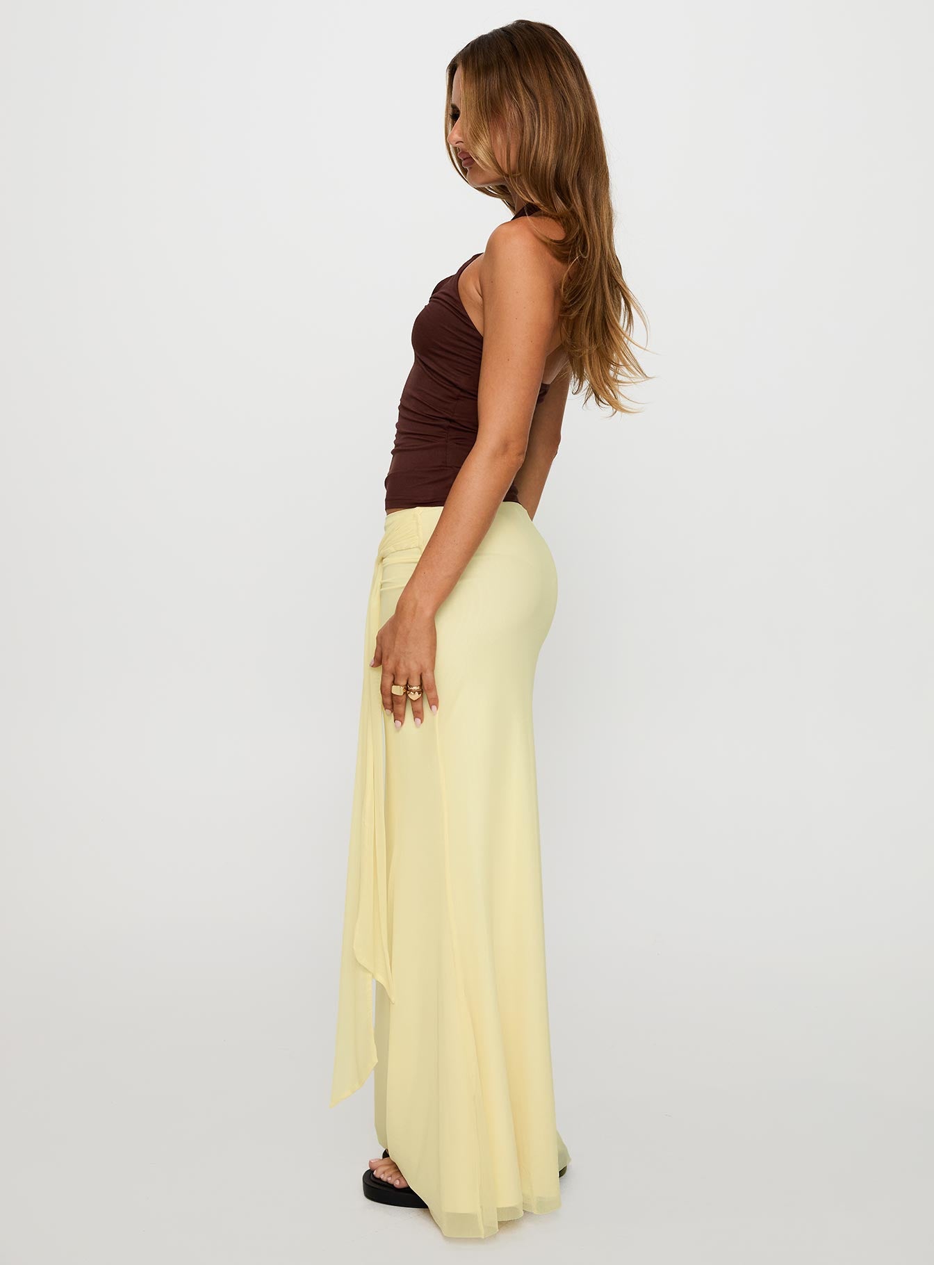 Caviar Tie Maxi Skirt Lemon - Image 4