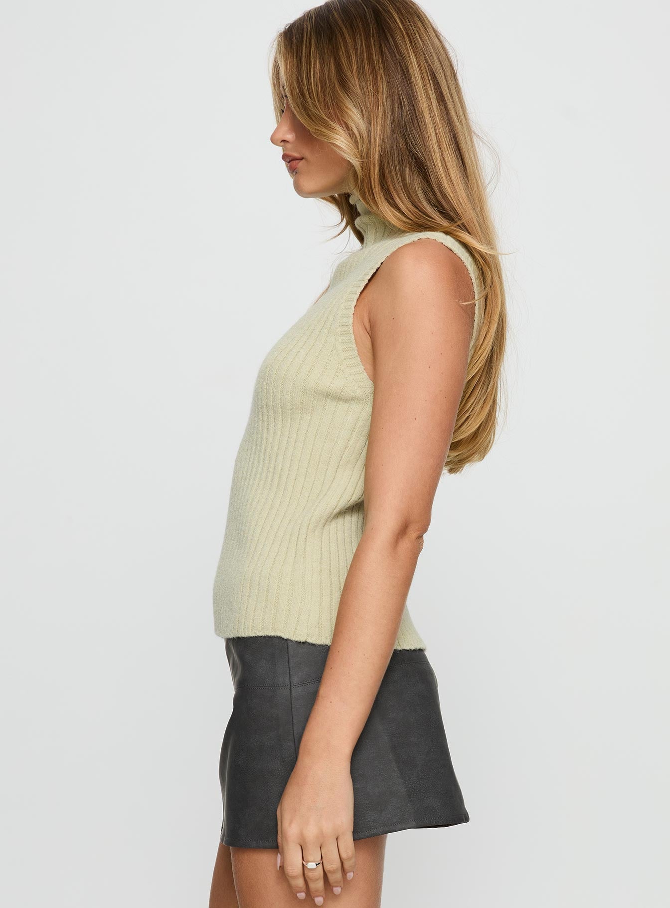 Mayleen Sleeveless High Neck Top Sage - Image 4