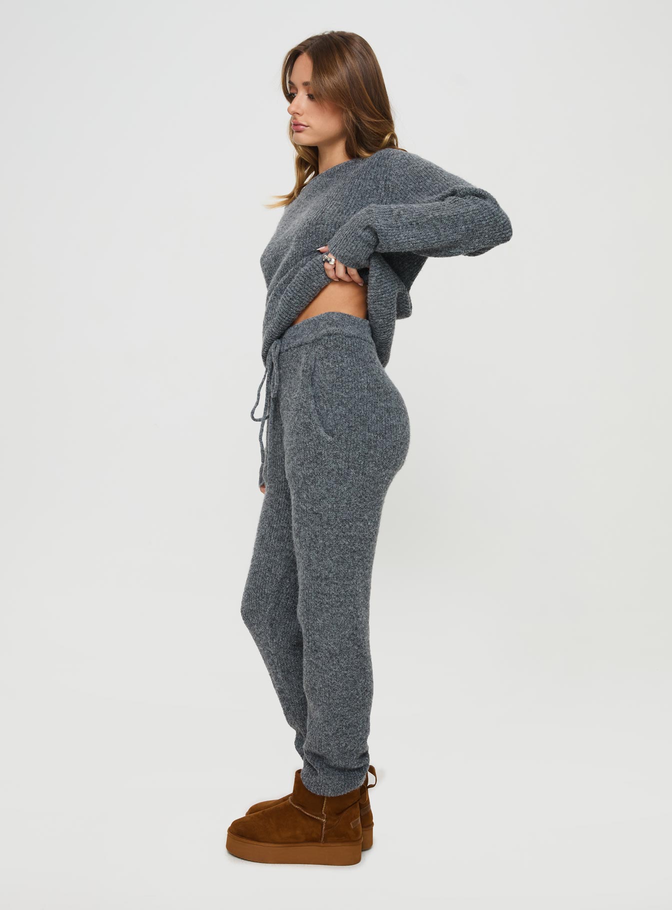Abrams Rib Knit Pants Charcoal Marle - Image 4