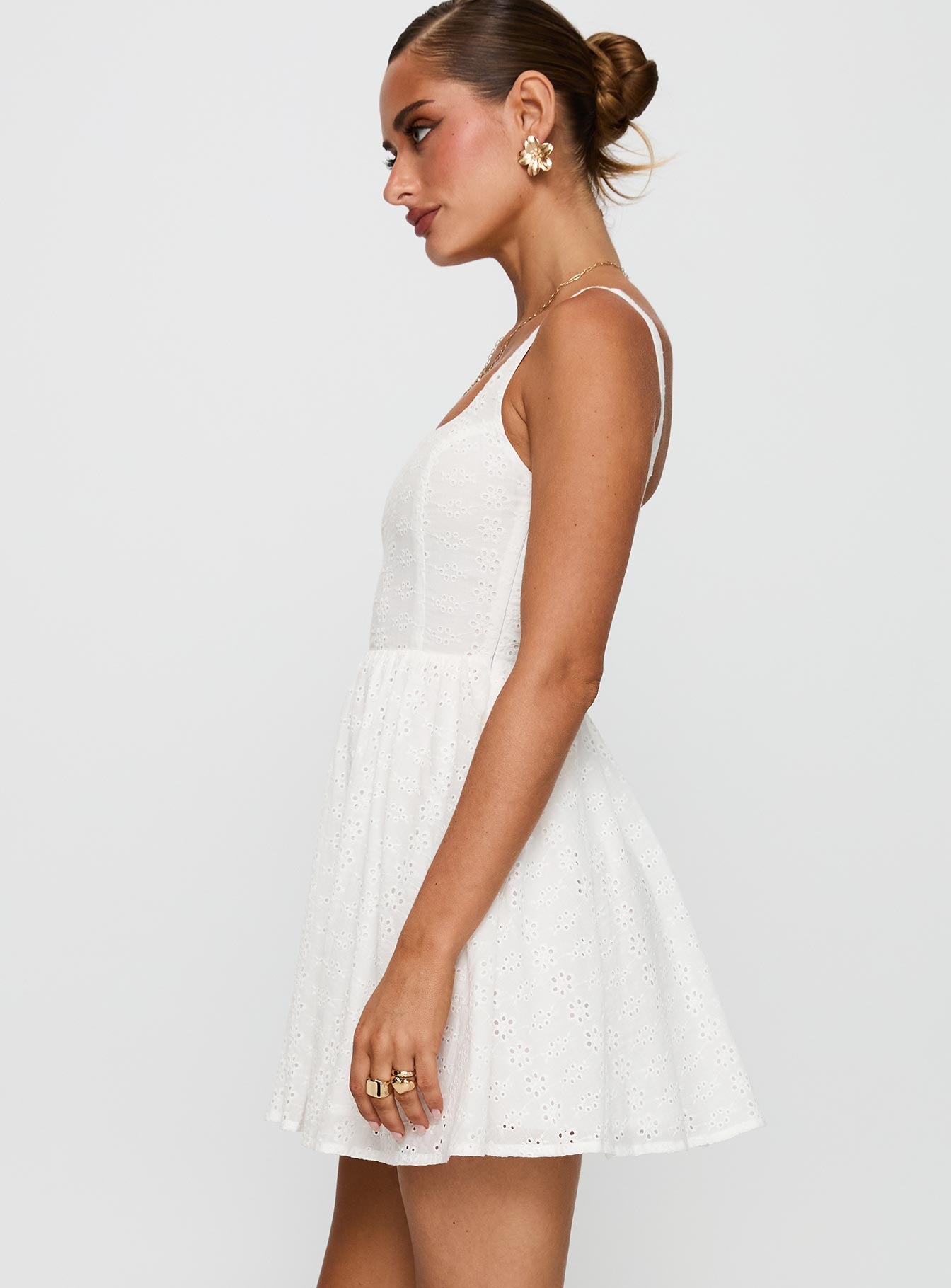 Cartmel Embroidered Mini Dress White - Image 4