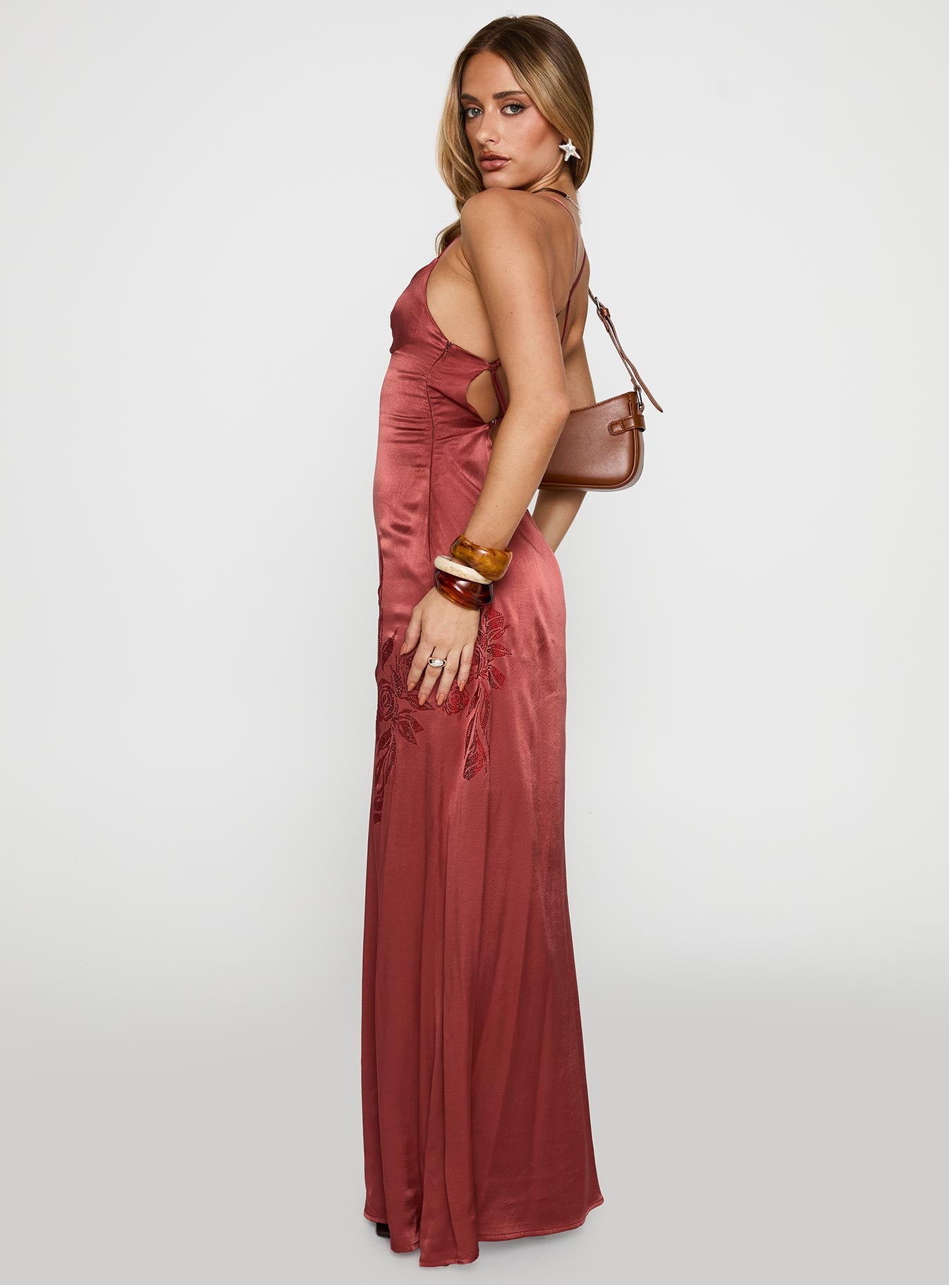 Catch You Up Beaded Maxi Dress Red - Image 4