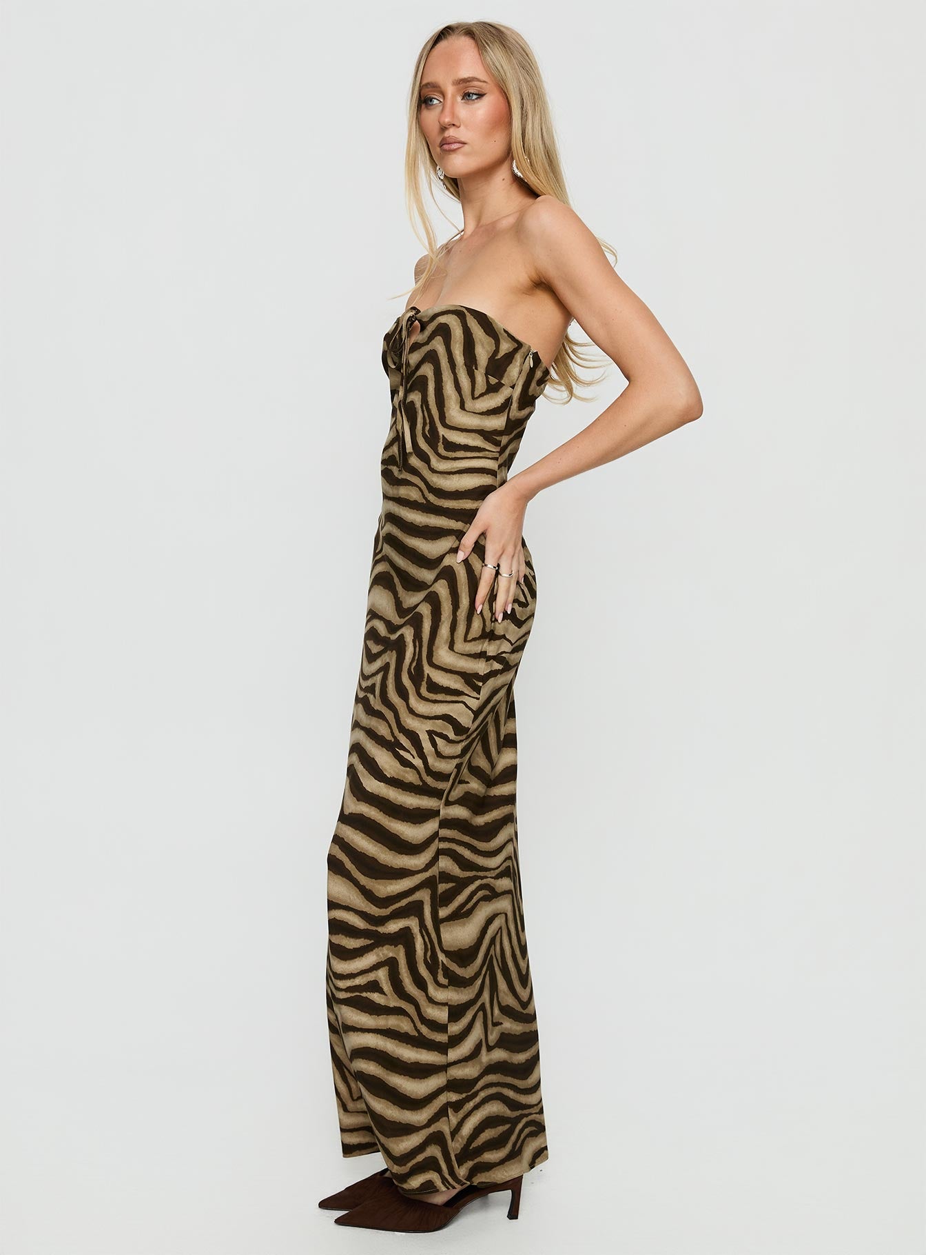 Carlina Halter Keyhole Maxi Dress Dark Zebra - Image 4