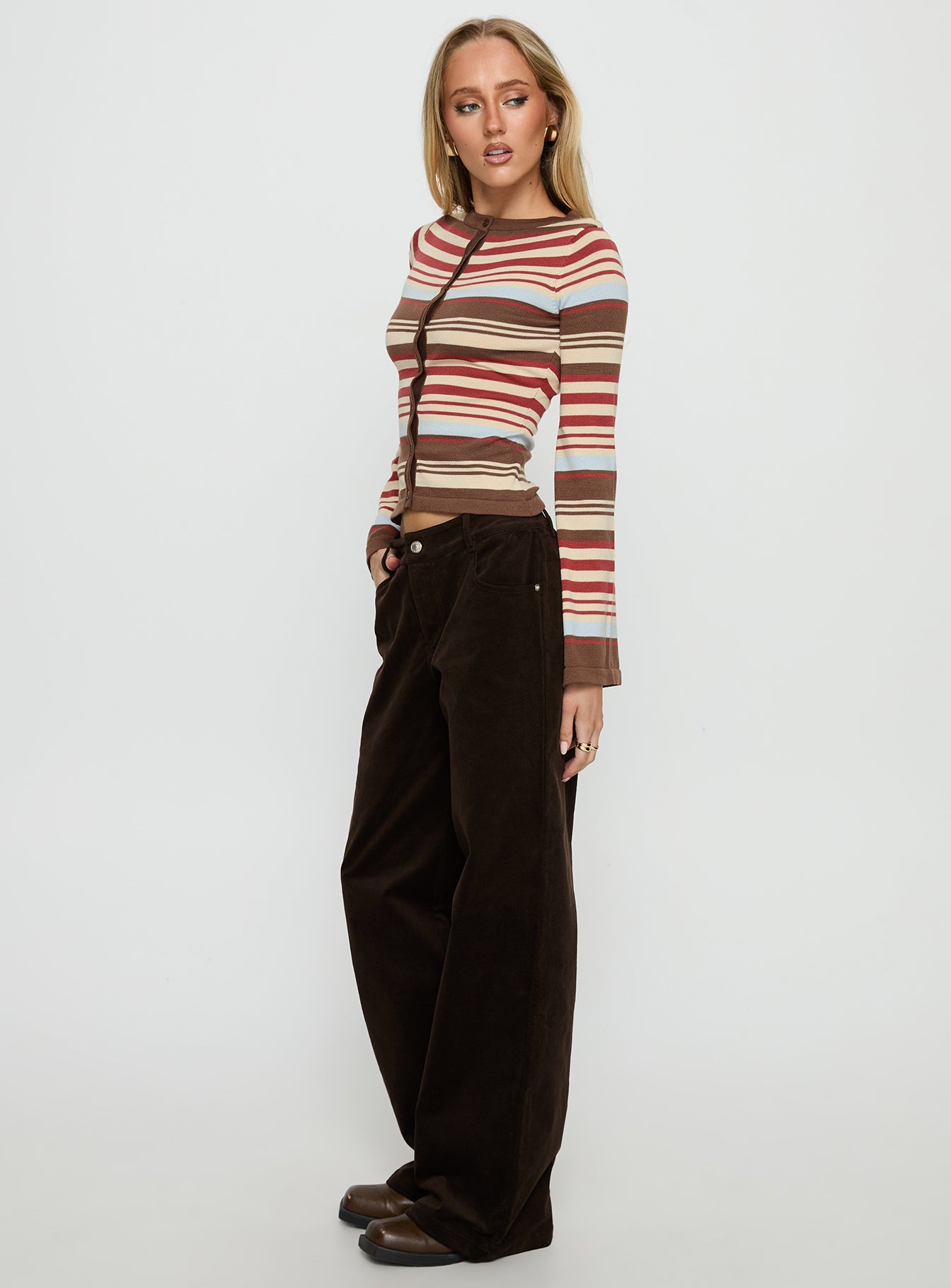 Kenza Wide Leg Corduroy Pant Brown - Image 4