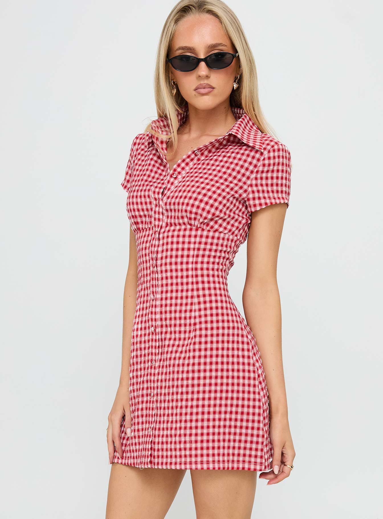 Motley Mini Dress Red Check - Image 4