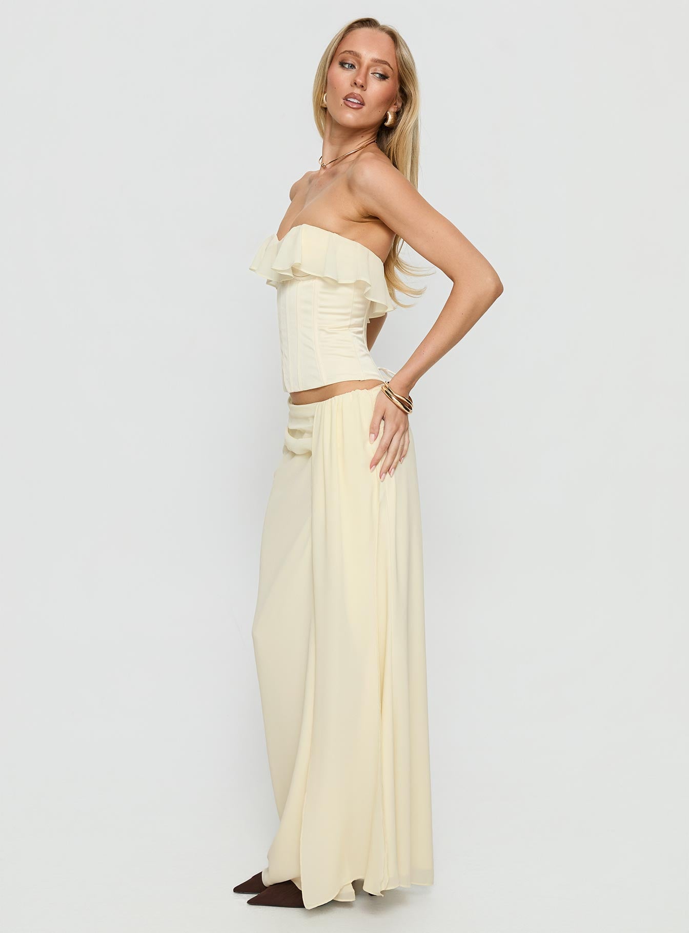Holliann Draped Maxi Skirt Butter - Image 4
