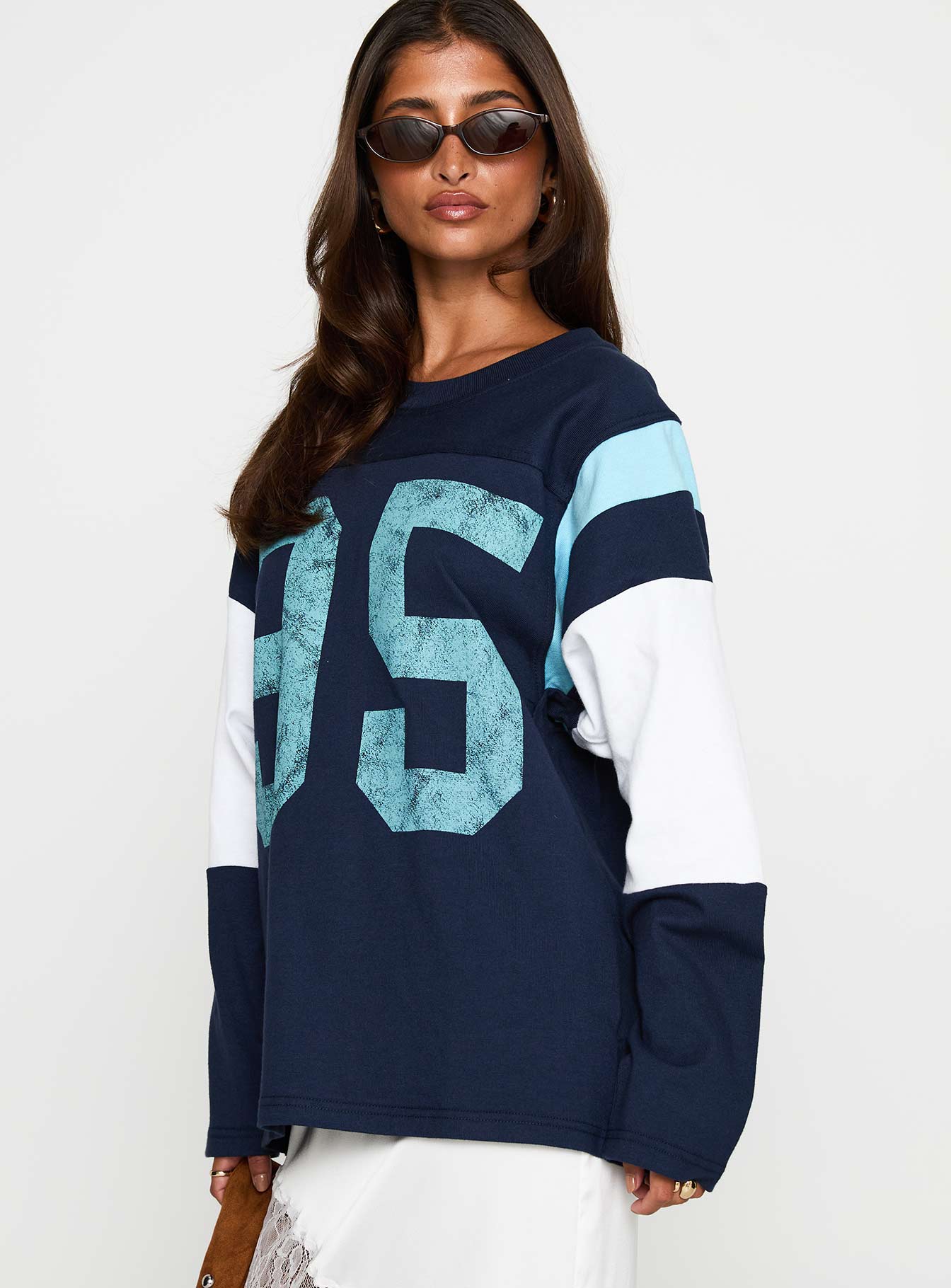 Collegiate Queen Long Sleeved Top Navy - Image 4