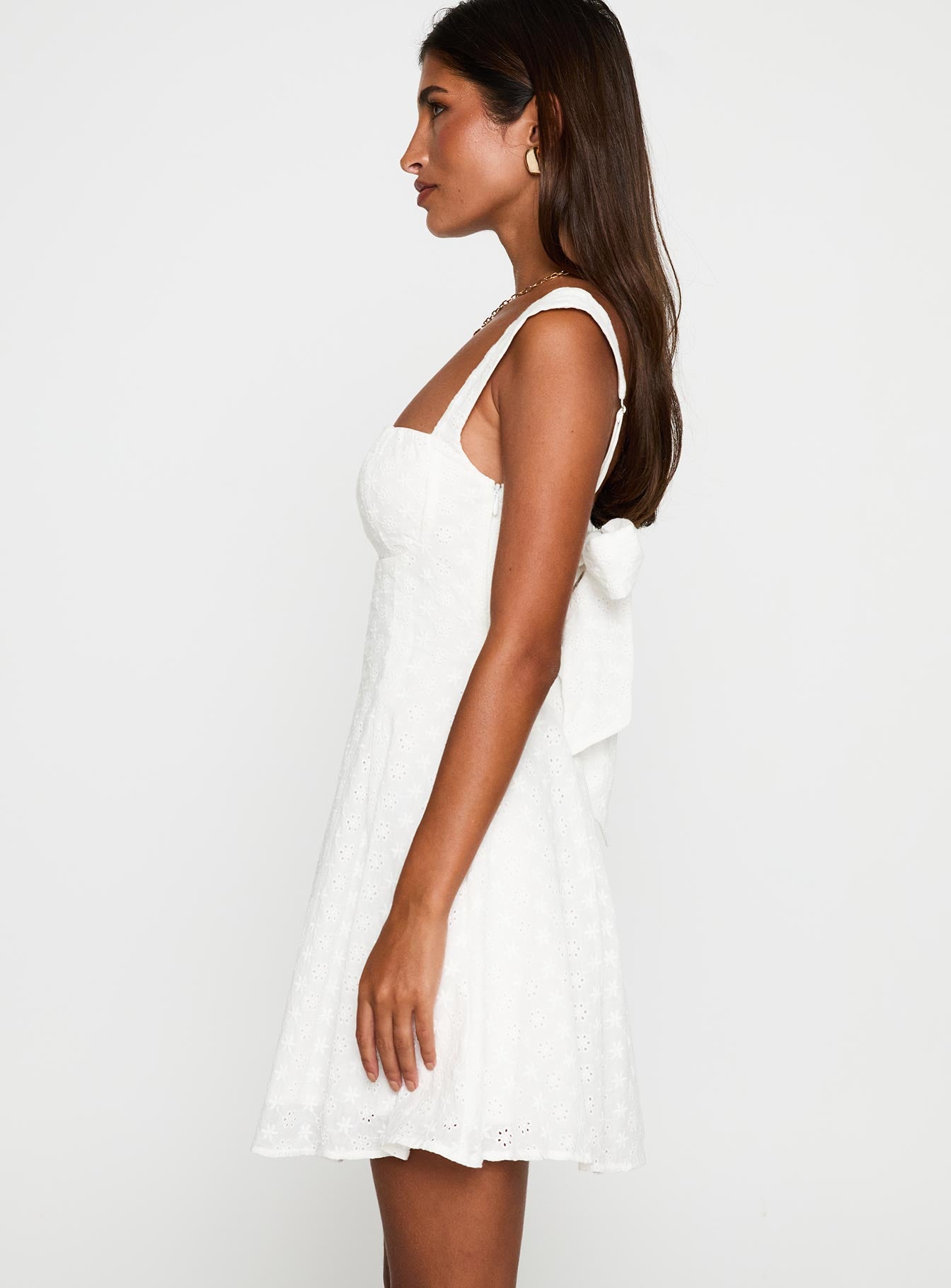 Xanthus Embroidered Mini Dress White - Image 4