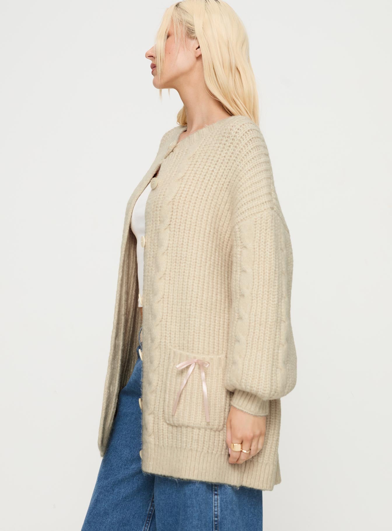 Cameliah Knit Cardigan Cream - Image 3